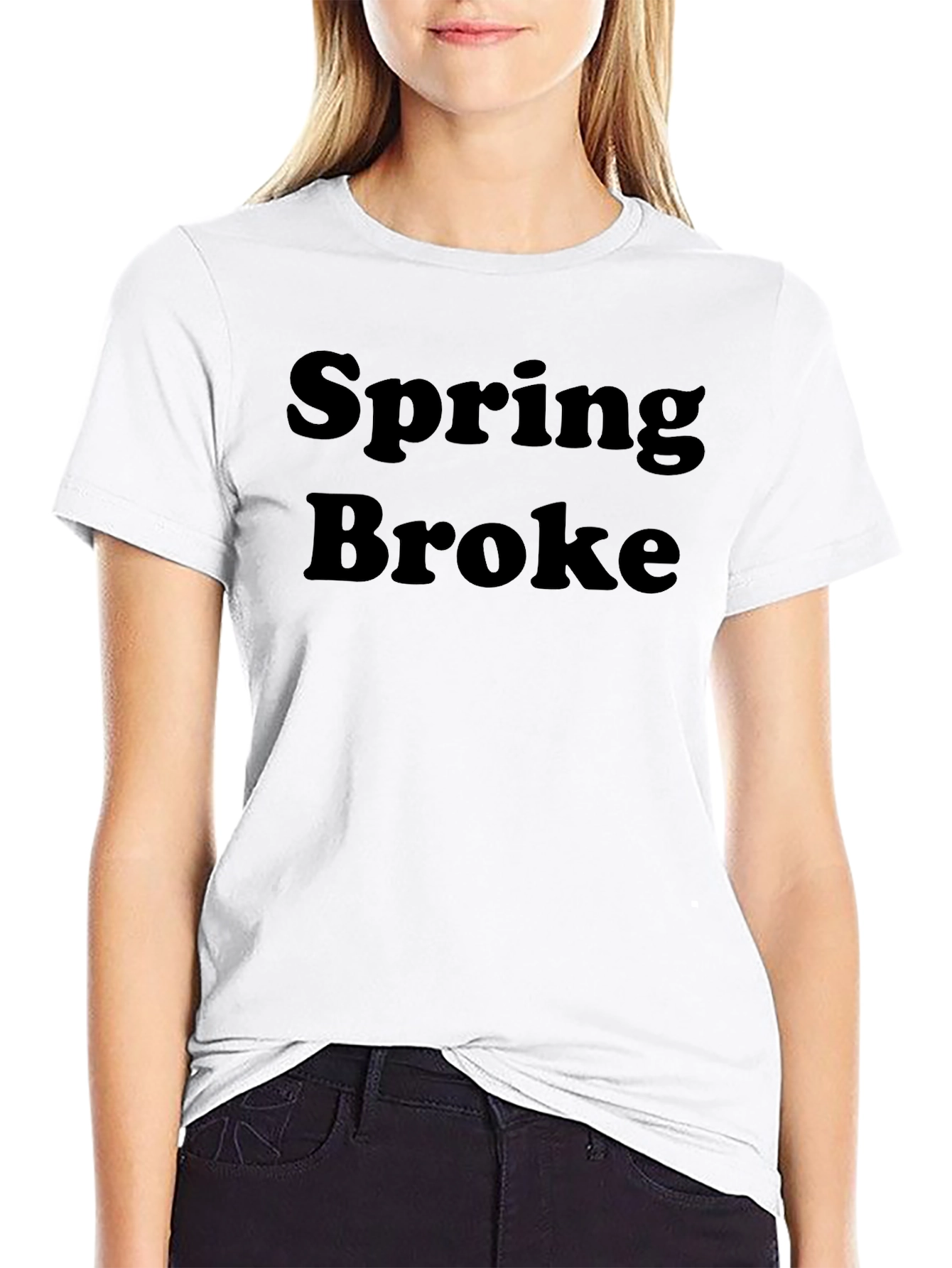 Spring Broke Graphic T-Shirt - Black Casual Tee
