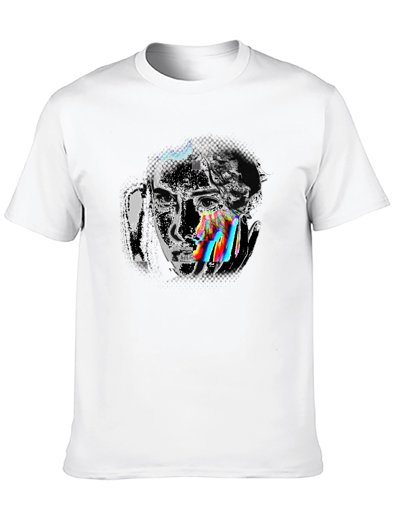 Glitch Art Graphic Tee - Modern Artistic Design
