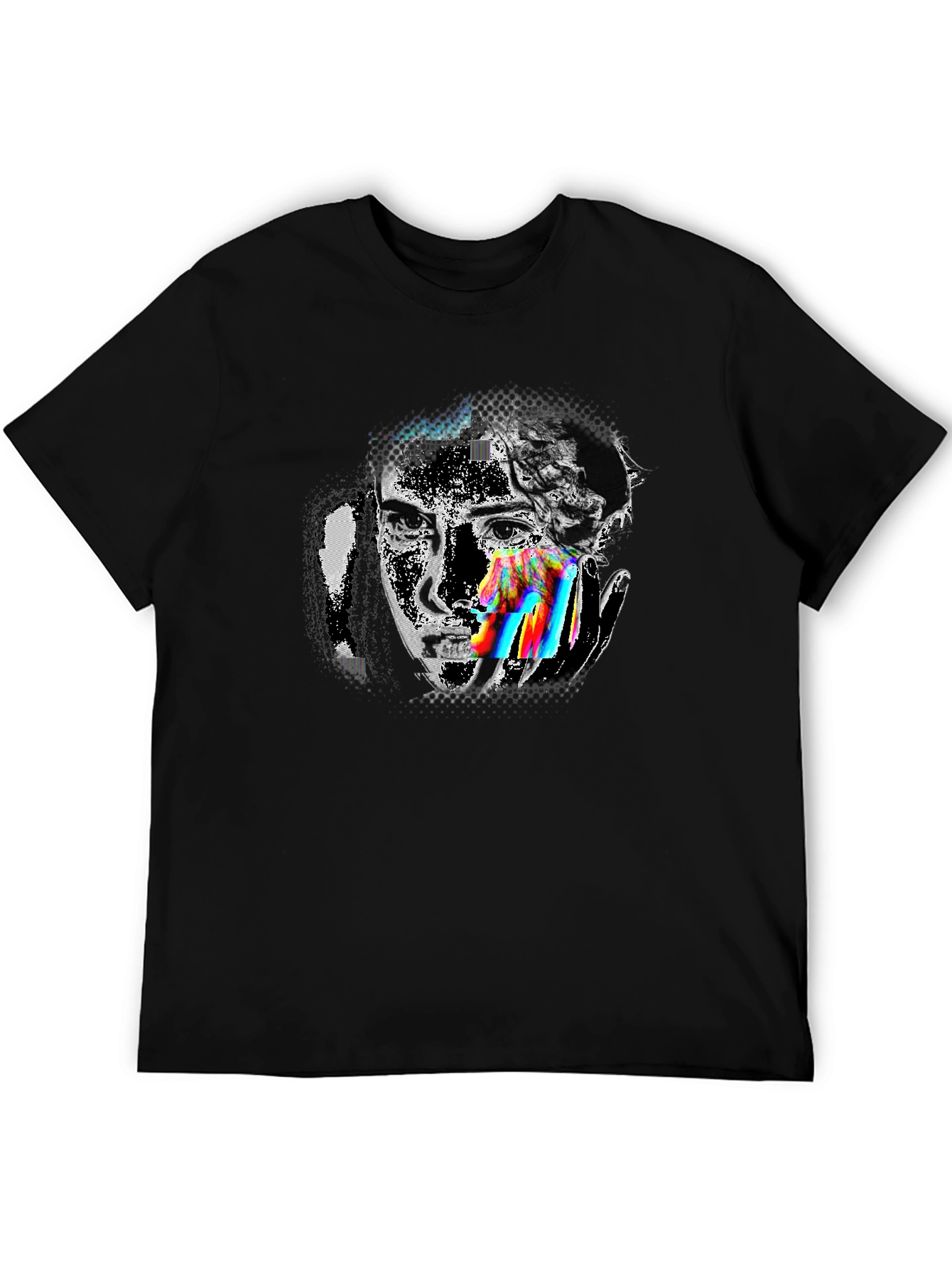 Glitch Art Graphic Tee - Modern Artistic Design