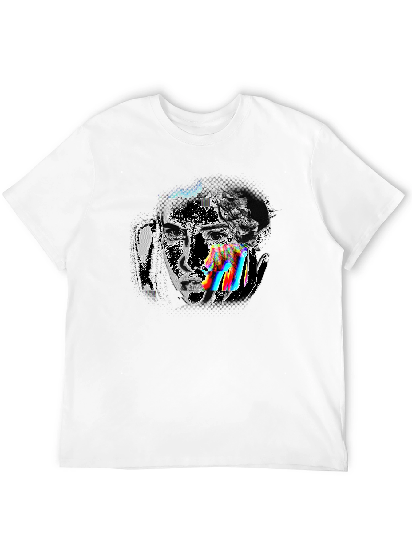 Glitch Art Graphic Tee - Modern Artistic Design