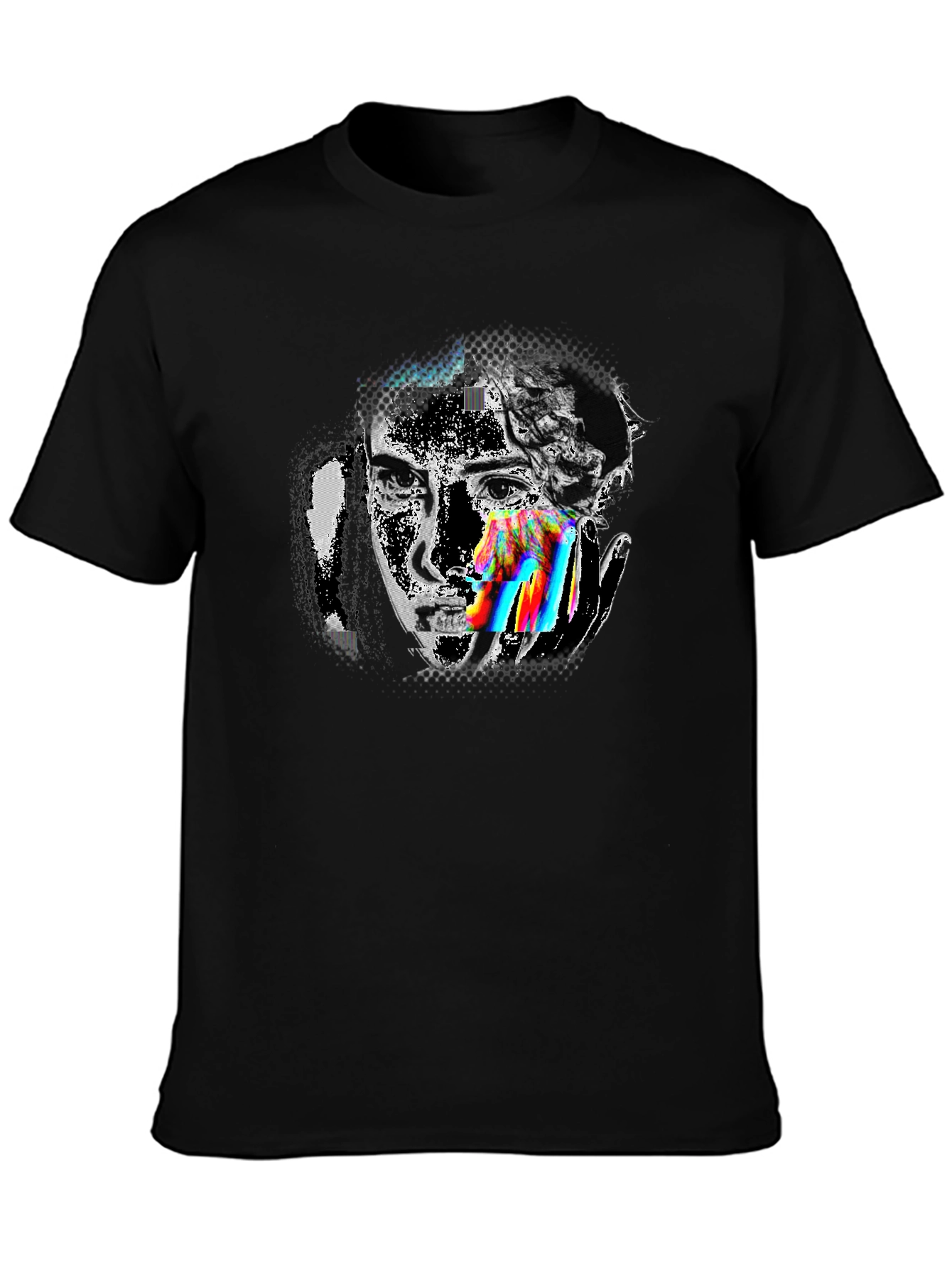 Glitch Art Graphic Tee - Modern Artistic Design