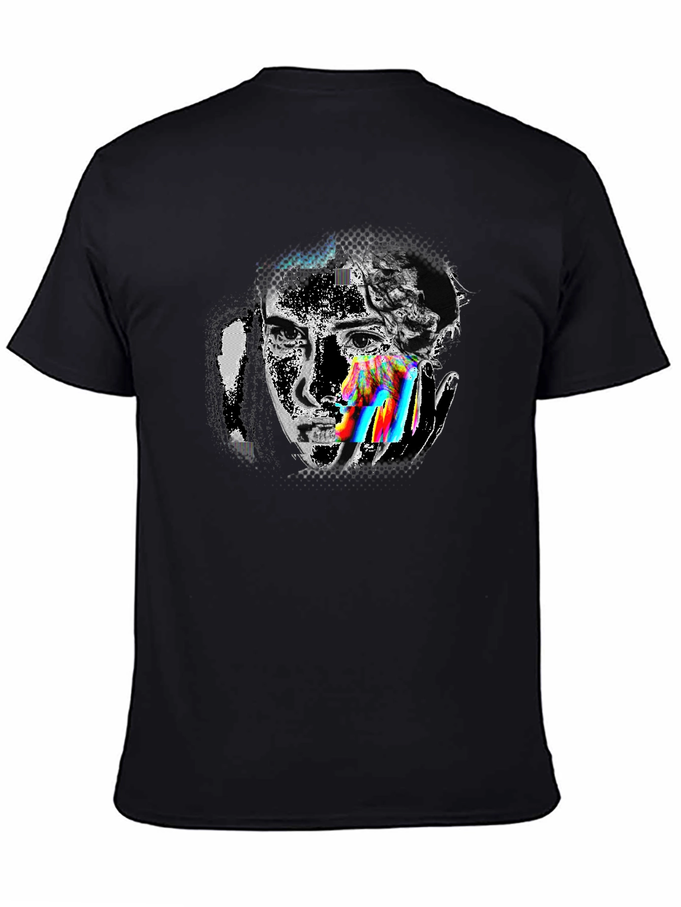 Glitch Art Graphic Tee - Modern Artistic Design
