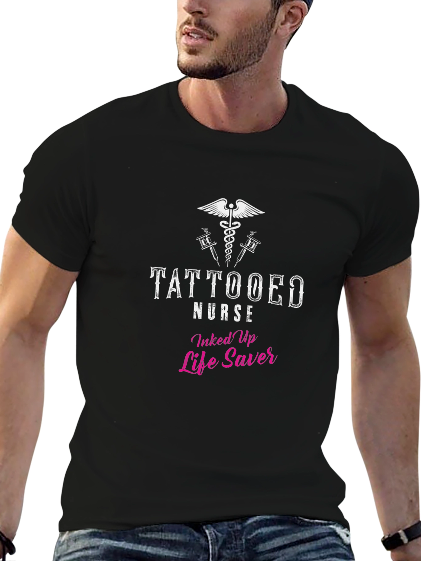 Tattooed Nurse Life Saver Black T-Shirt