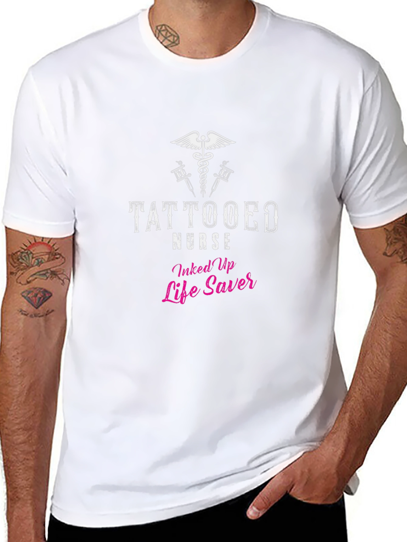 Tattooed Nurse Life Saver Black T-Shirt