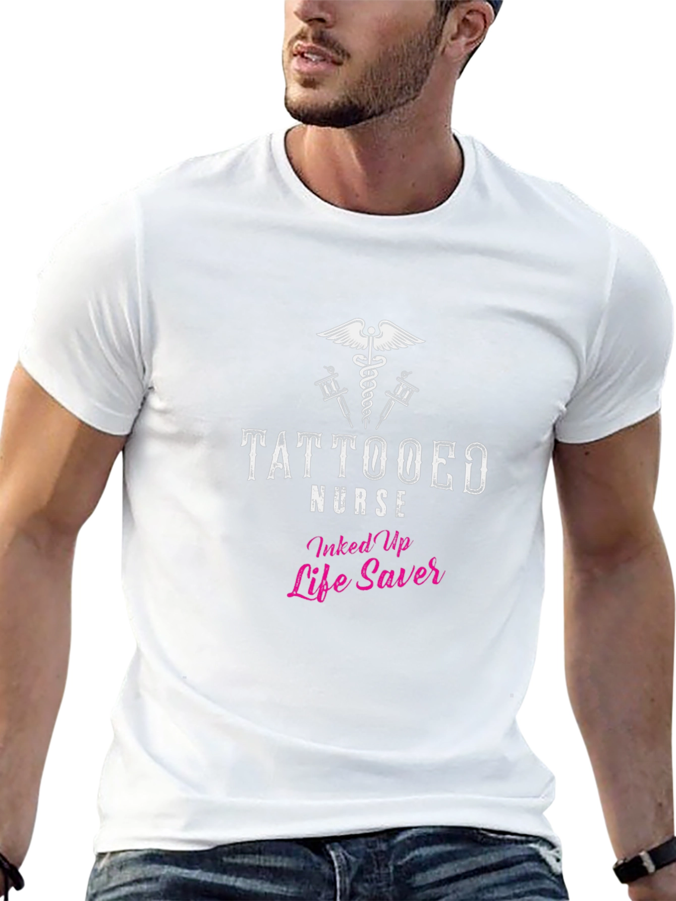 Tattooed Nurse Life Saver Black T-Shirt