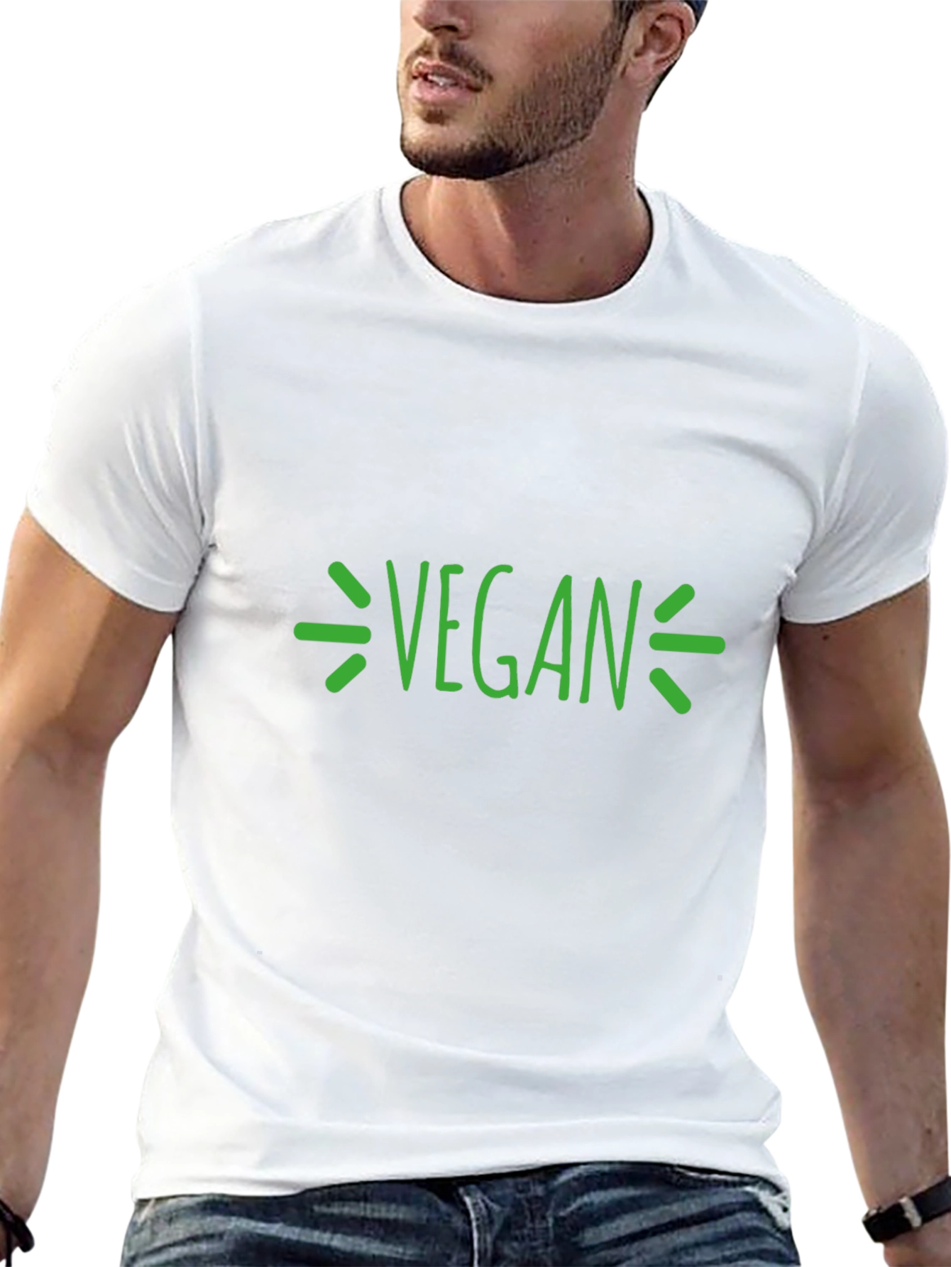 Vegan Graphic T-Shirt - Black Crew Neck