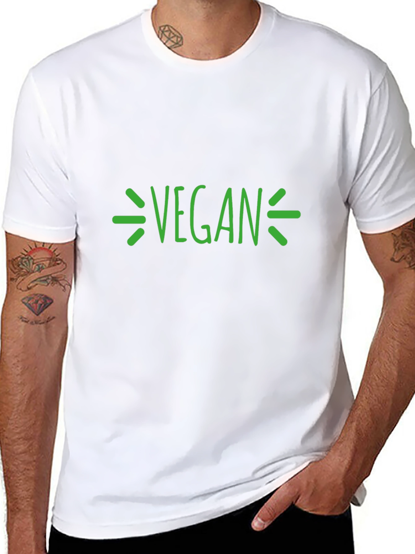 Vegan Graphic T-Shirt - Black Crew Neck