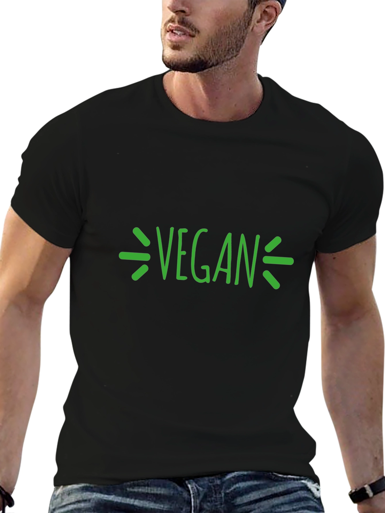 Vegan Graphic T-Shirt - Black Crew Neck