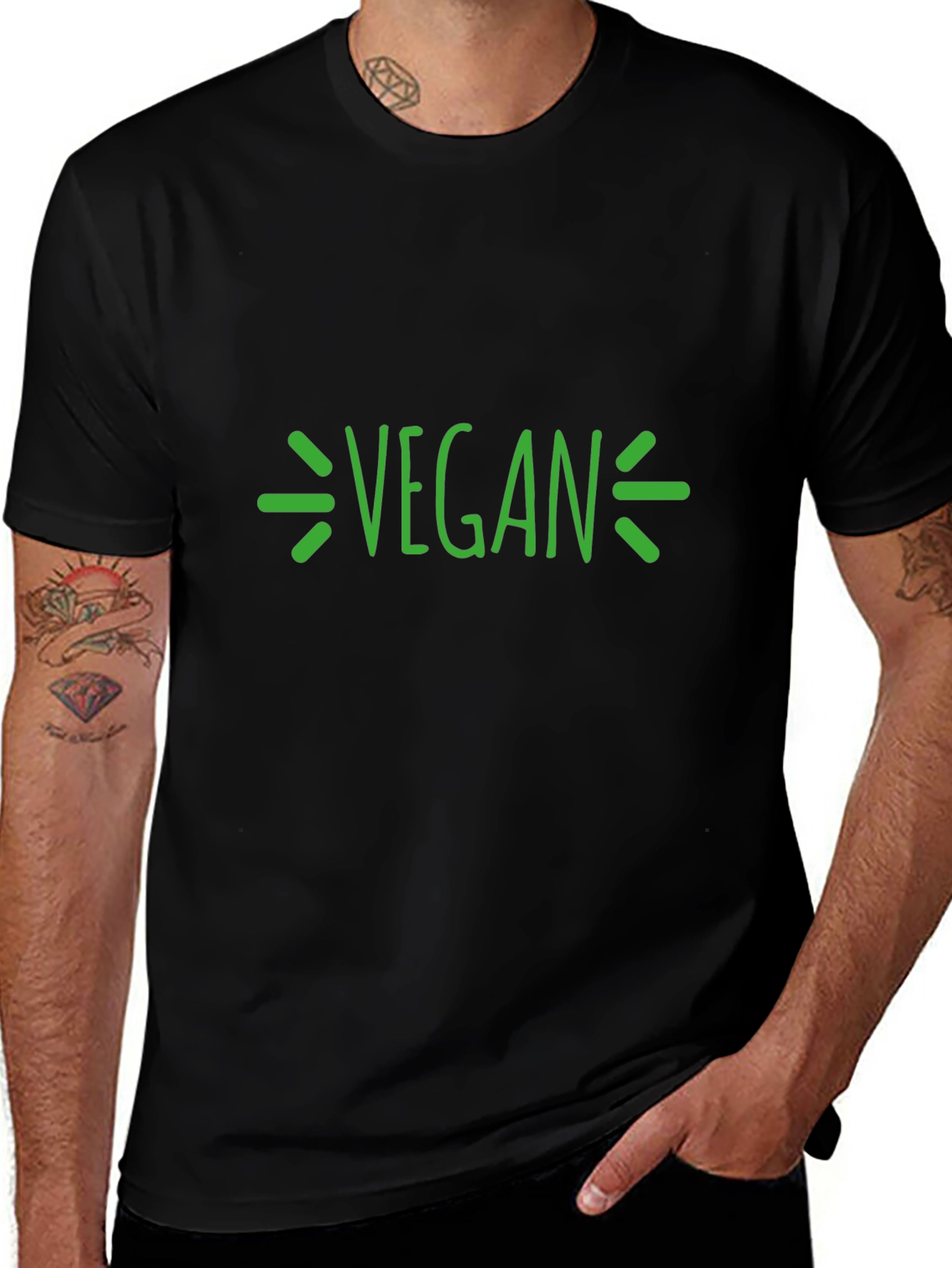 Vegan Graphic T-Shirt - Black Crew Neck