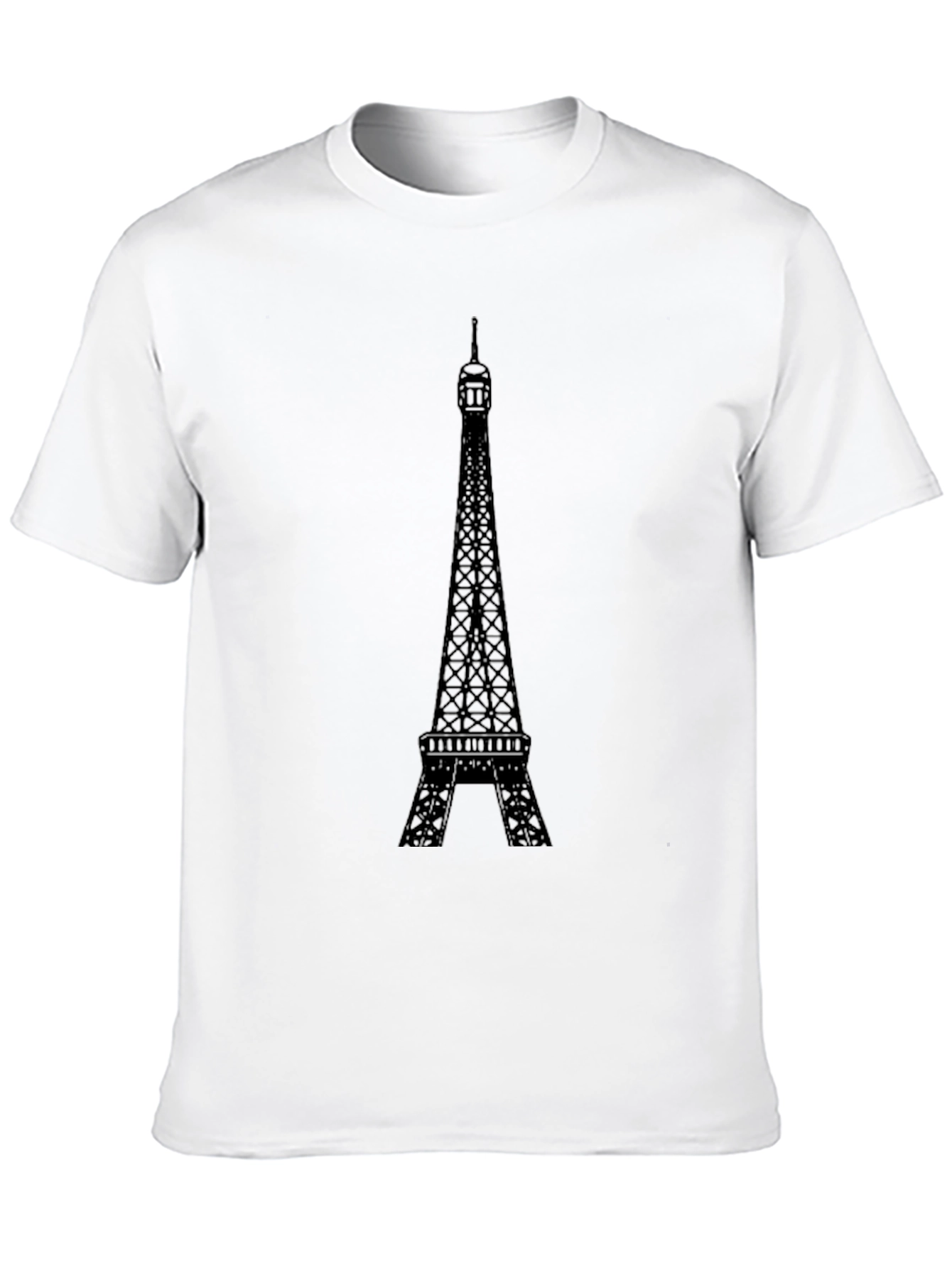 Eiffel Tower Graphic Tee - Black Cotton T-Shirt