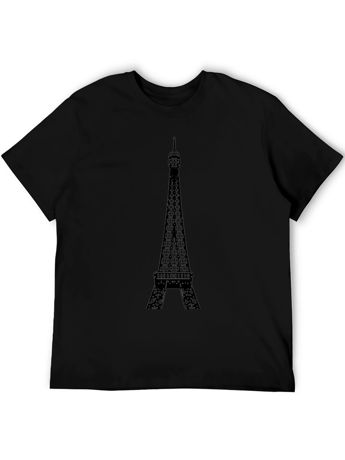 Eiffel Tower Graphic Tee - Black Cotton T-Shirt