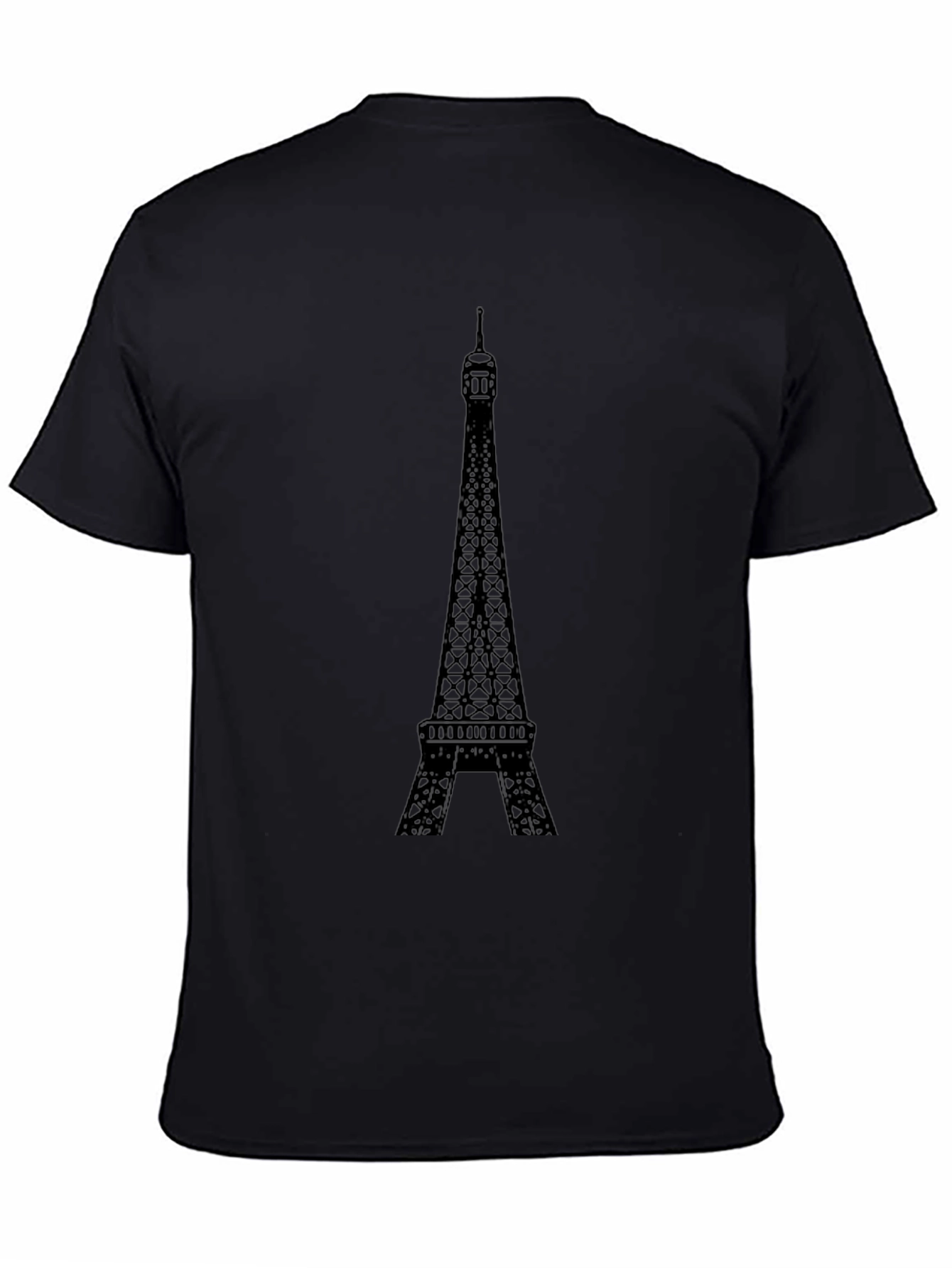 Eiffel Tower Graphic Tee - Black Cotton T-Shirt