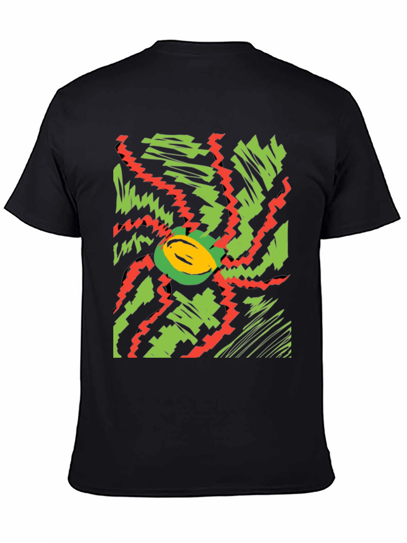 Vibrant Abstract Graphic Tee - Black Cotton T-Shirt