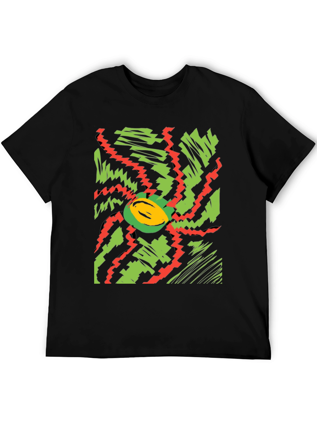 Vibrant Abstract Graphic Tee - Black Cotton T-Shirt