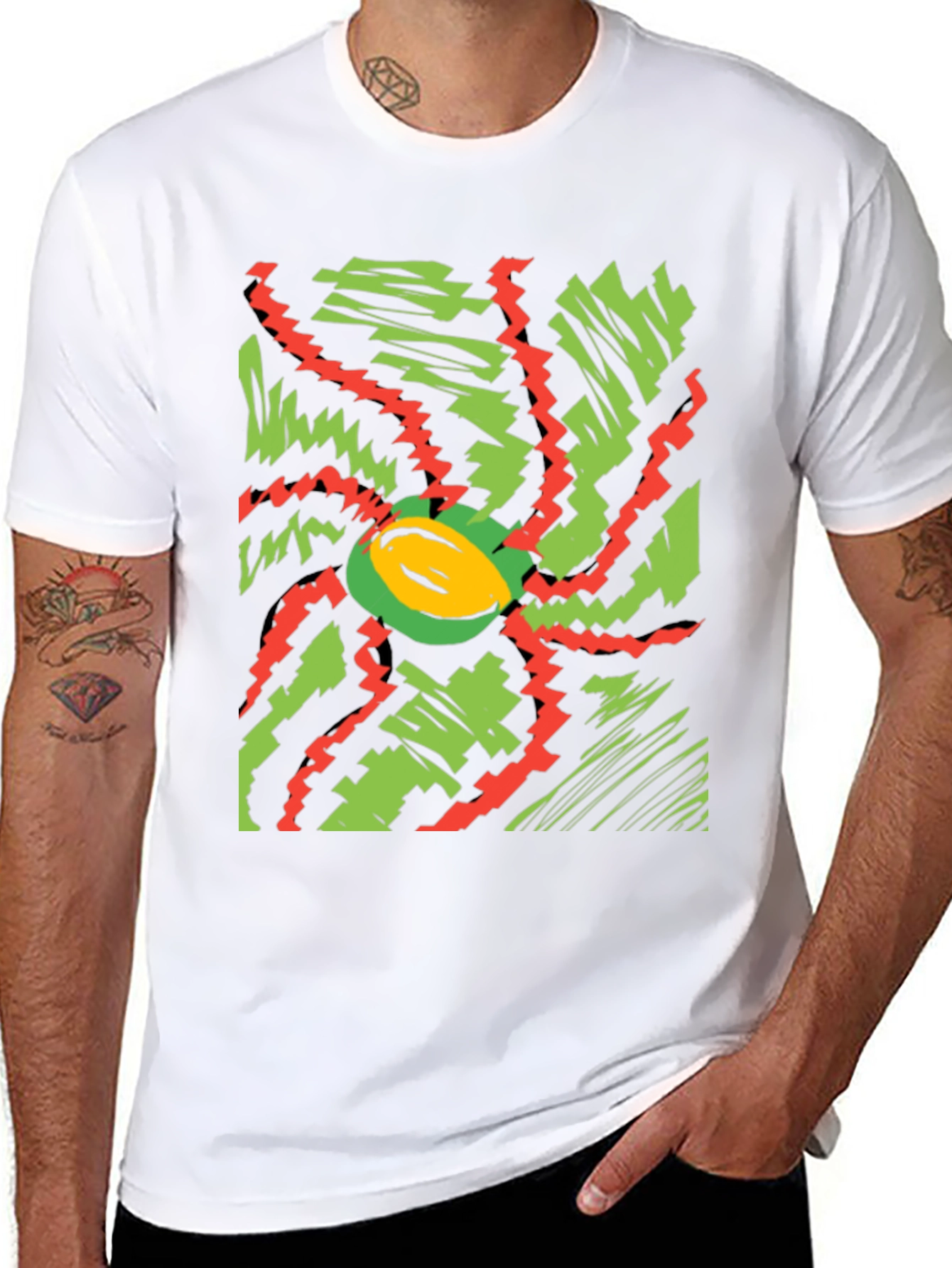 Vibrant Abstract Graphic Tee - Black Cotton T-Shirt