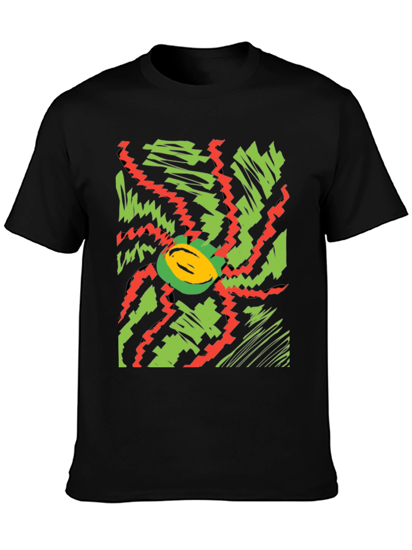 Vibrant Abstract Graphic Tee - Black Cotton T-Shirt