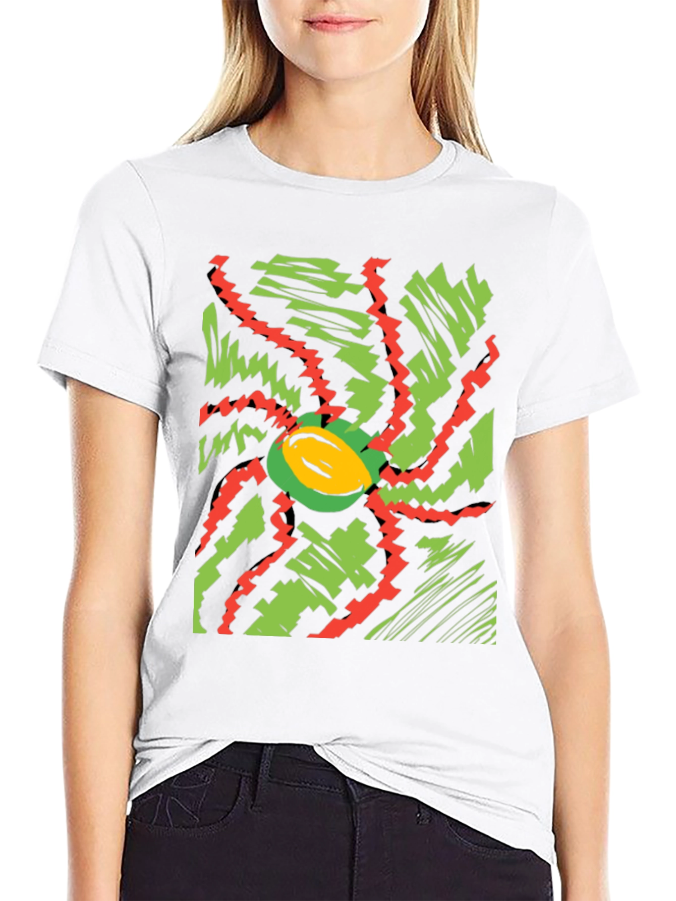 Vibrant Abstract Graphic Tee - Black Cotton T-Shirt