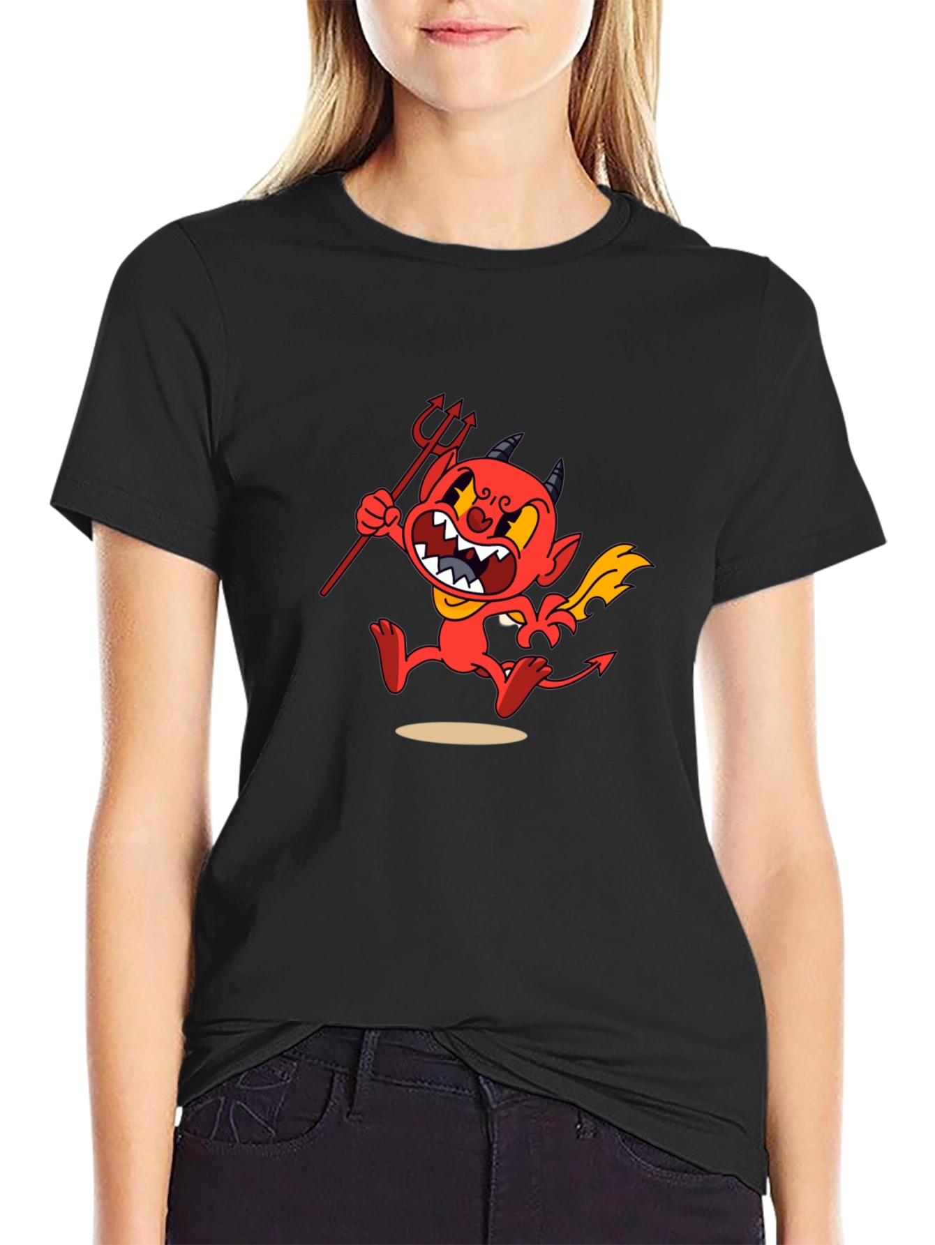 Cuphead Devil Graphic Print Black T-Shirt