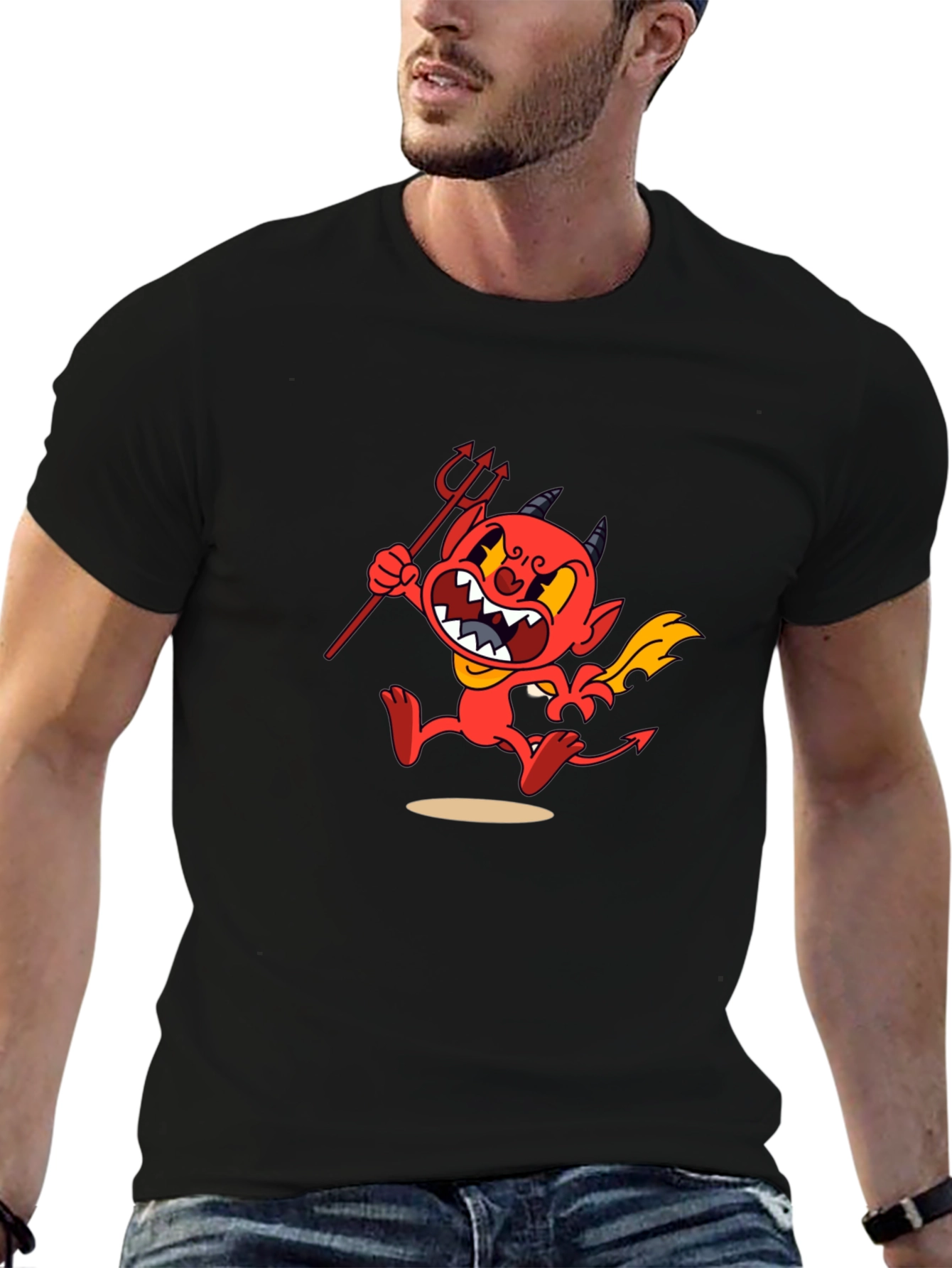 Cuphead Devil Graphic Print Black T-Shirt