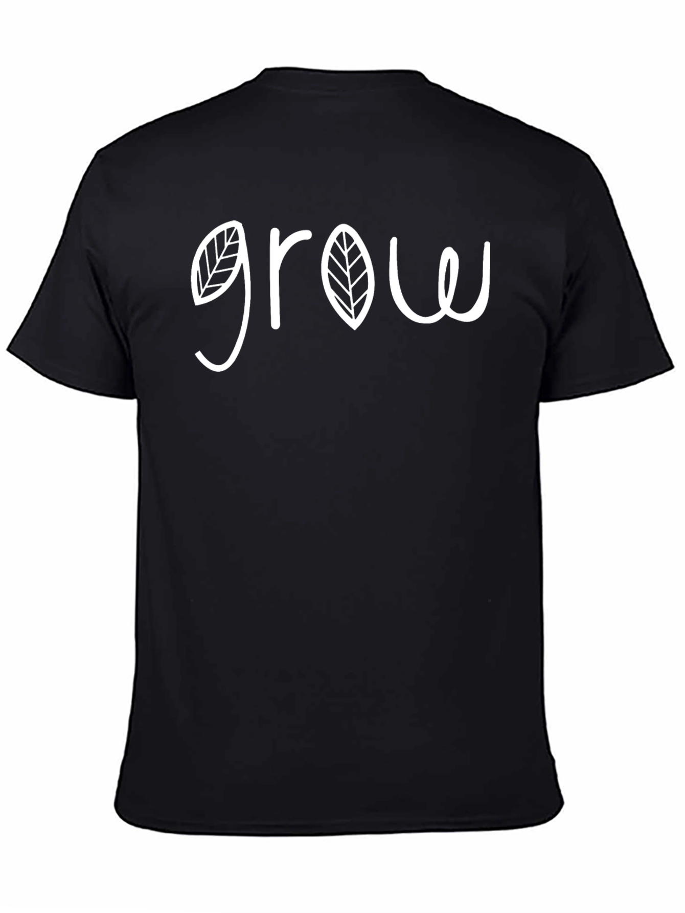 Grow Leaf Design Black T-Shirt