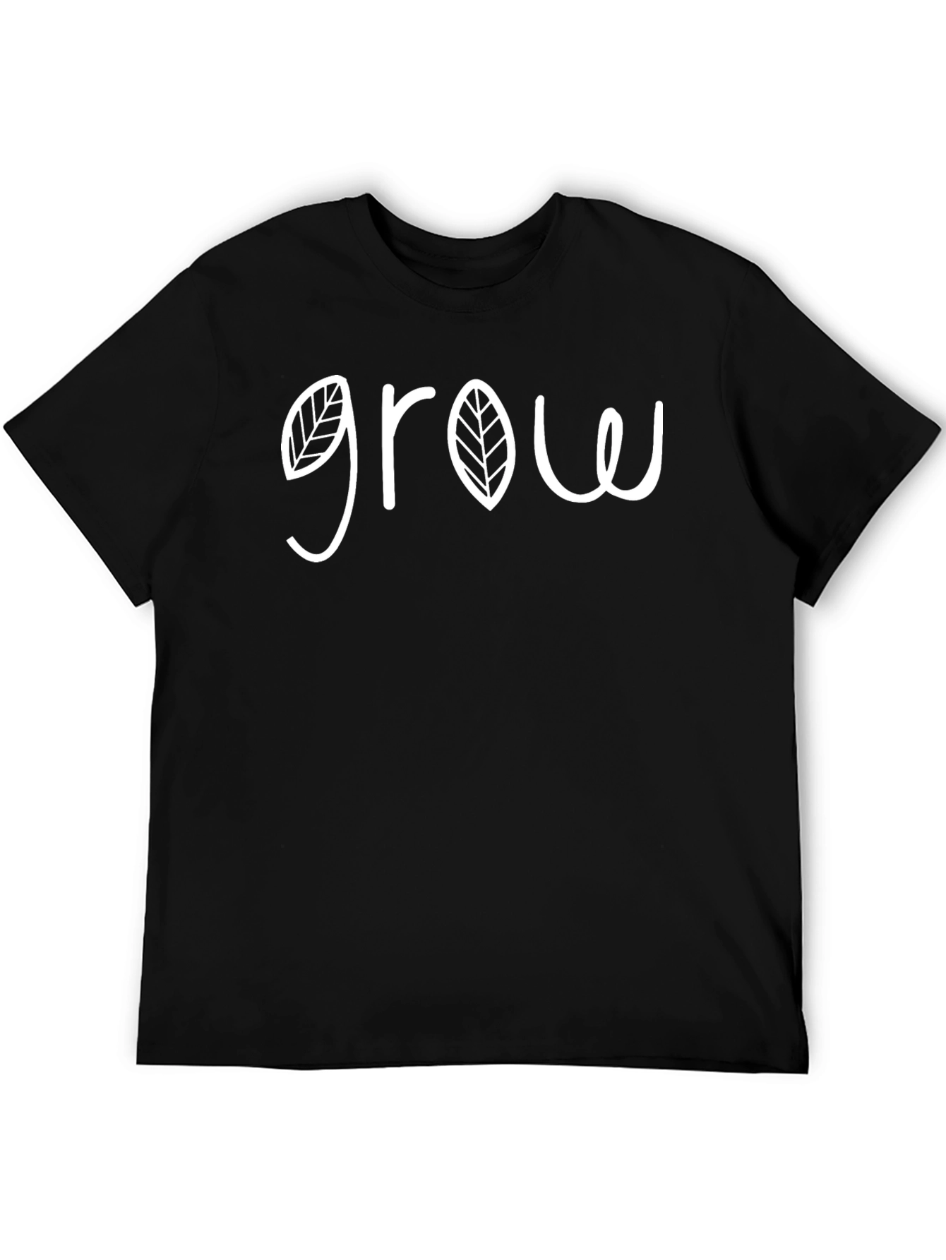 Grow Leaf Design Black T-Shirt