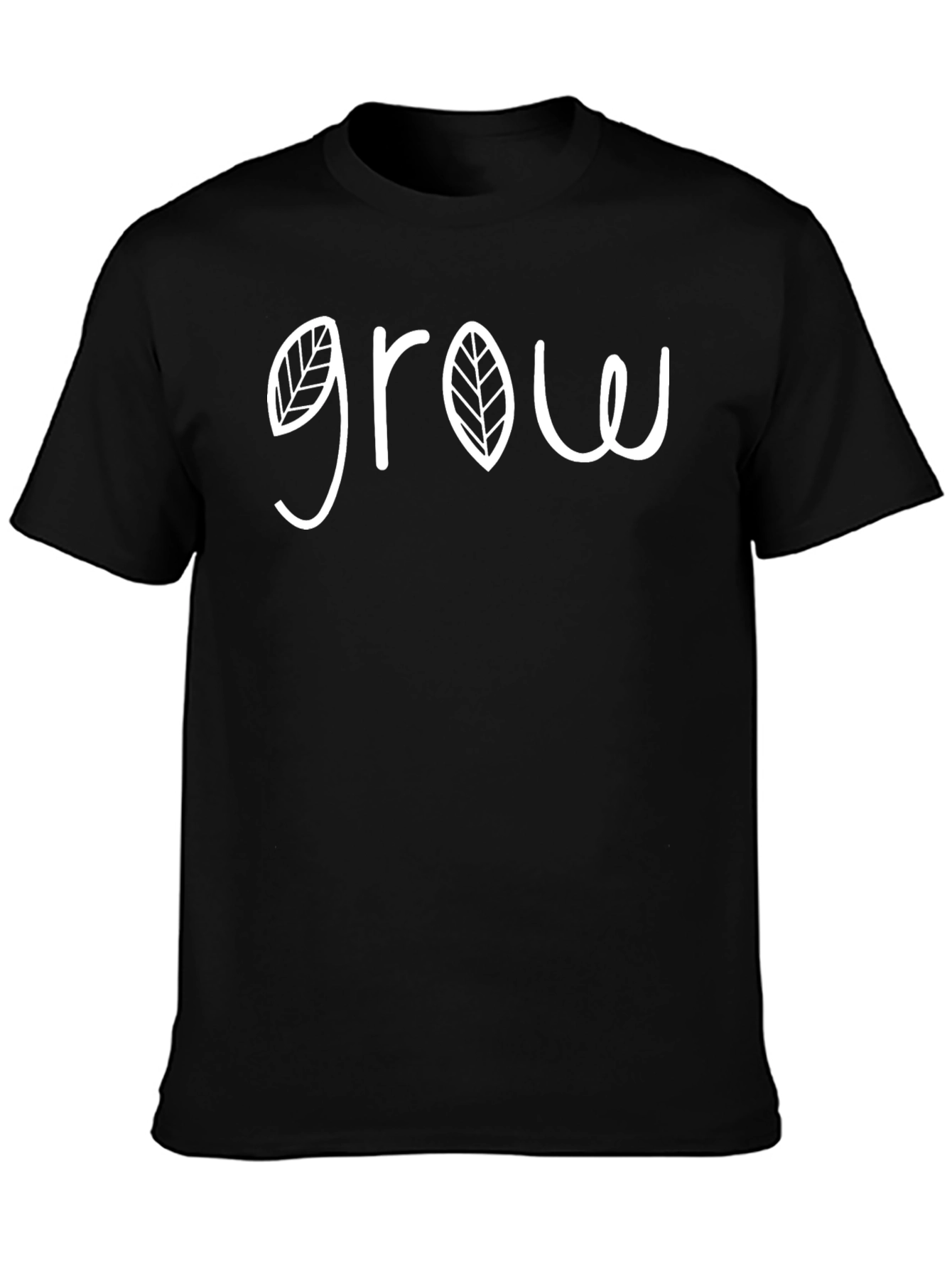 Grow Leaf Design Black T-Shirt