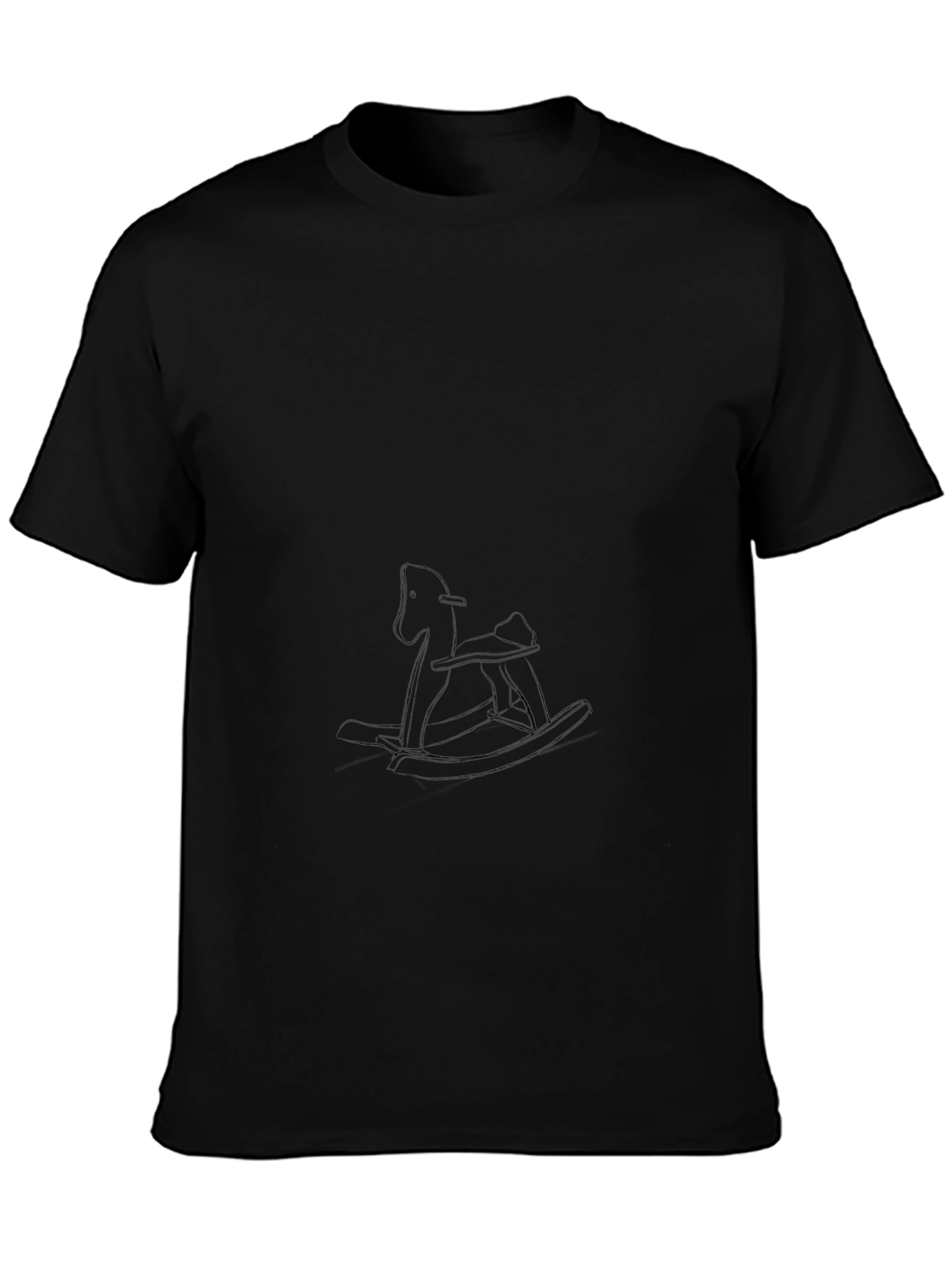 Black T-Shirt with Rocking Horse Design