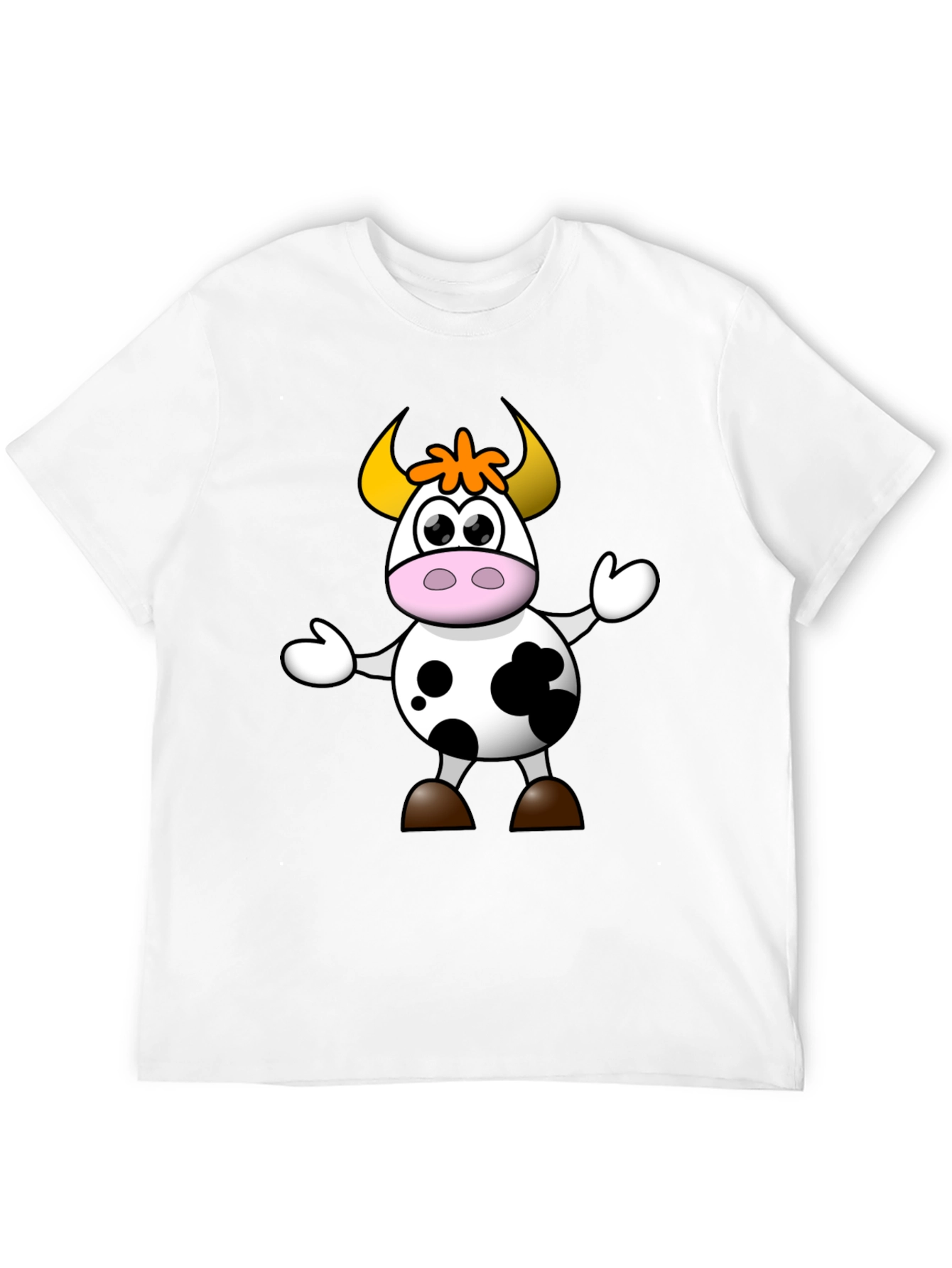 Cartoon Cow Graphic Tee - Black Unisex T-Shirt