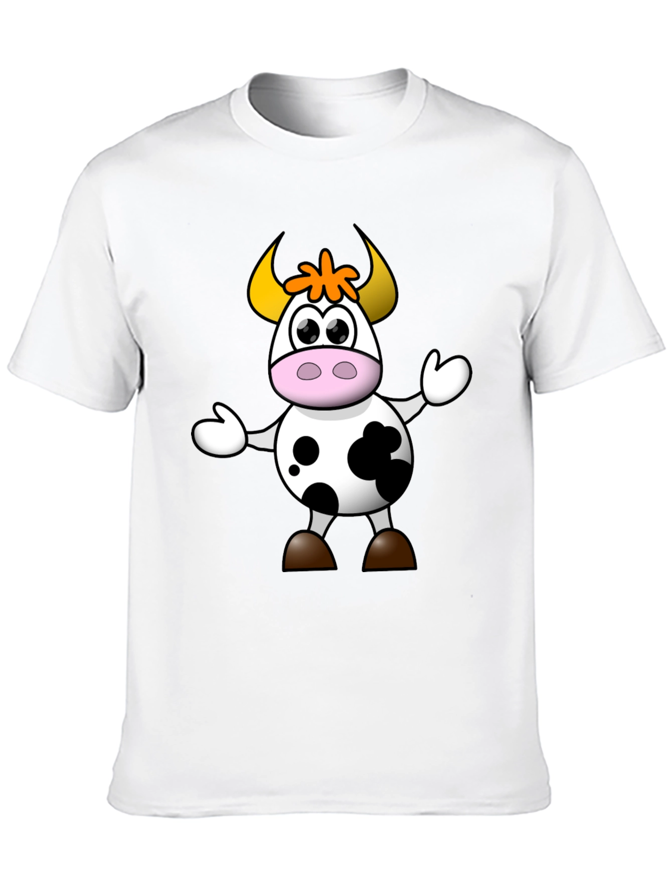 Cartoon Cow Graphic Tee - Black Unisex T-Shirt