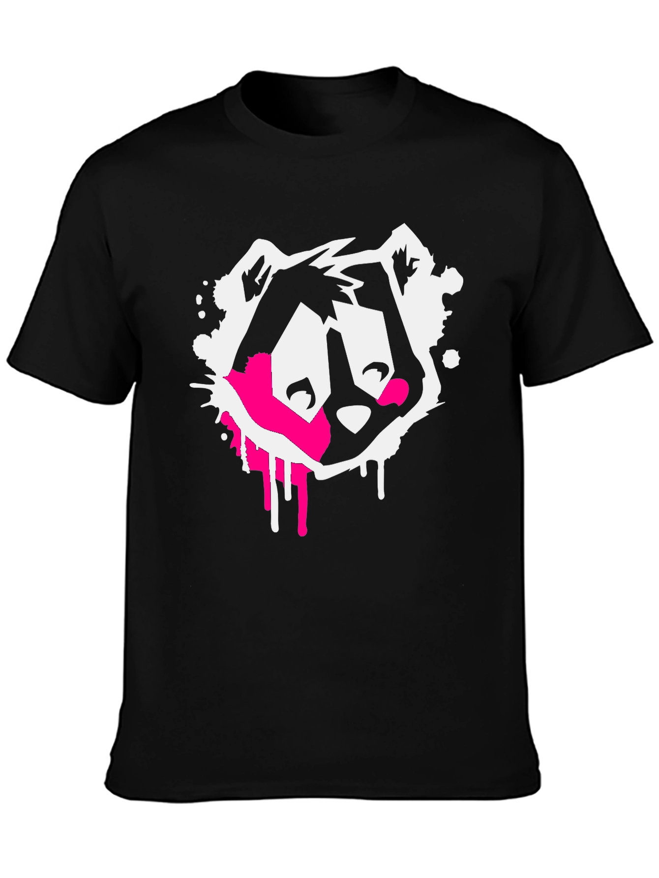 Abstract Raccoon Graphic Black Tee