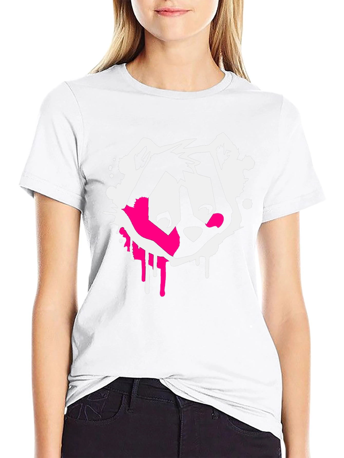 Abstract Raccoon Graphic Black Tee