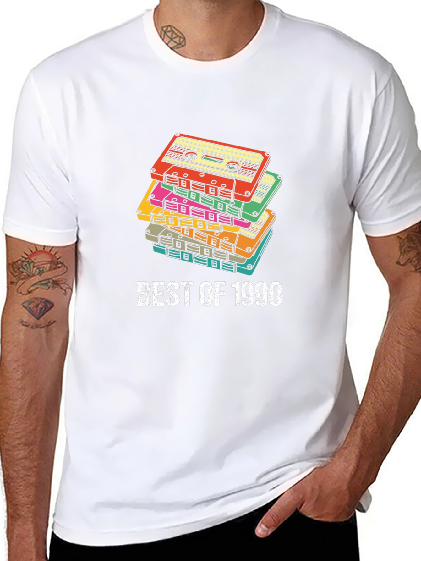 Best of 1990 Cassette Tape Stack Graphic T-Shirt