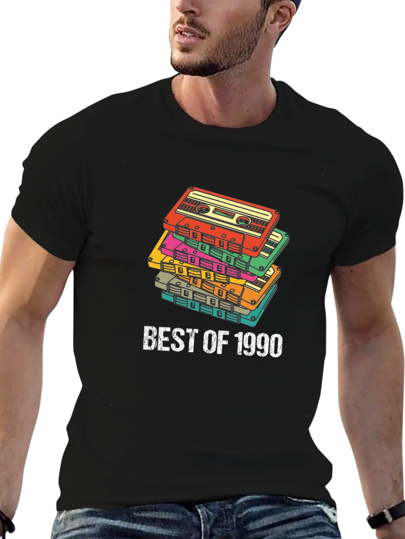 Best of 1990 Cassette Tape Stack Graphic T-Shirt