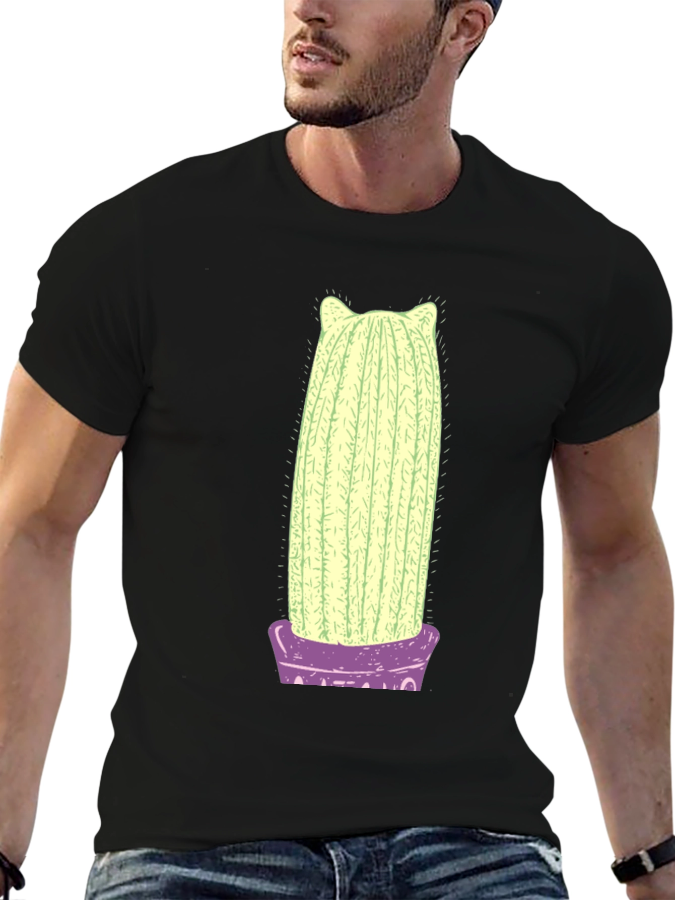 Cactus Cat Graphic Tee - Soft Cotton T-Shirt