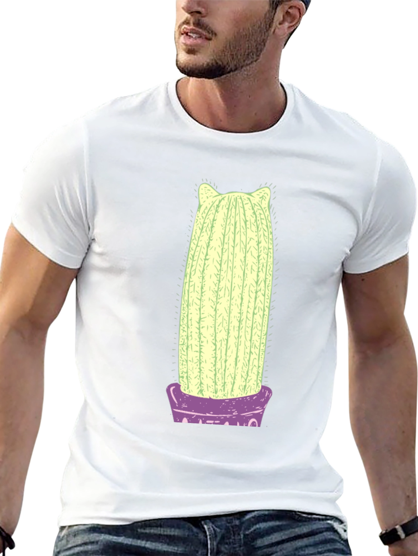 Cactus Cat Graphic Tee - Soft Cotton T-Shirt