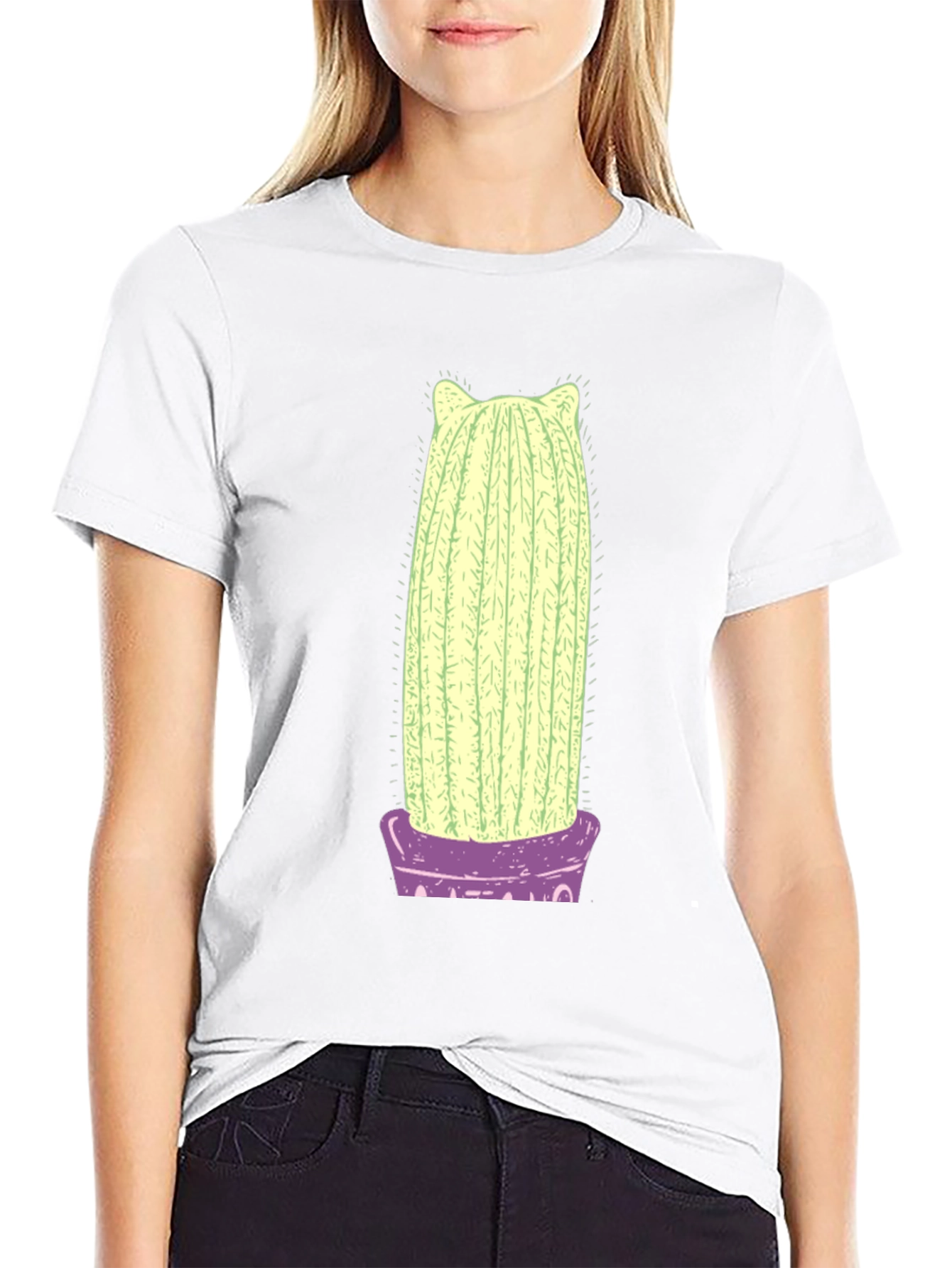 Cactus Cat Graphic Tee - Soft Cotton T-Shirt