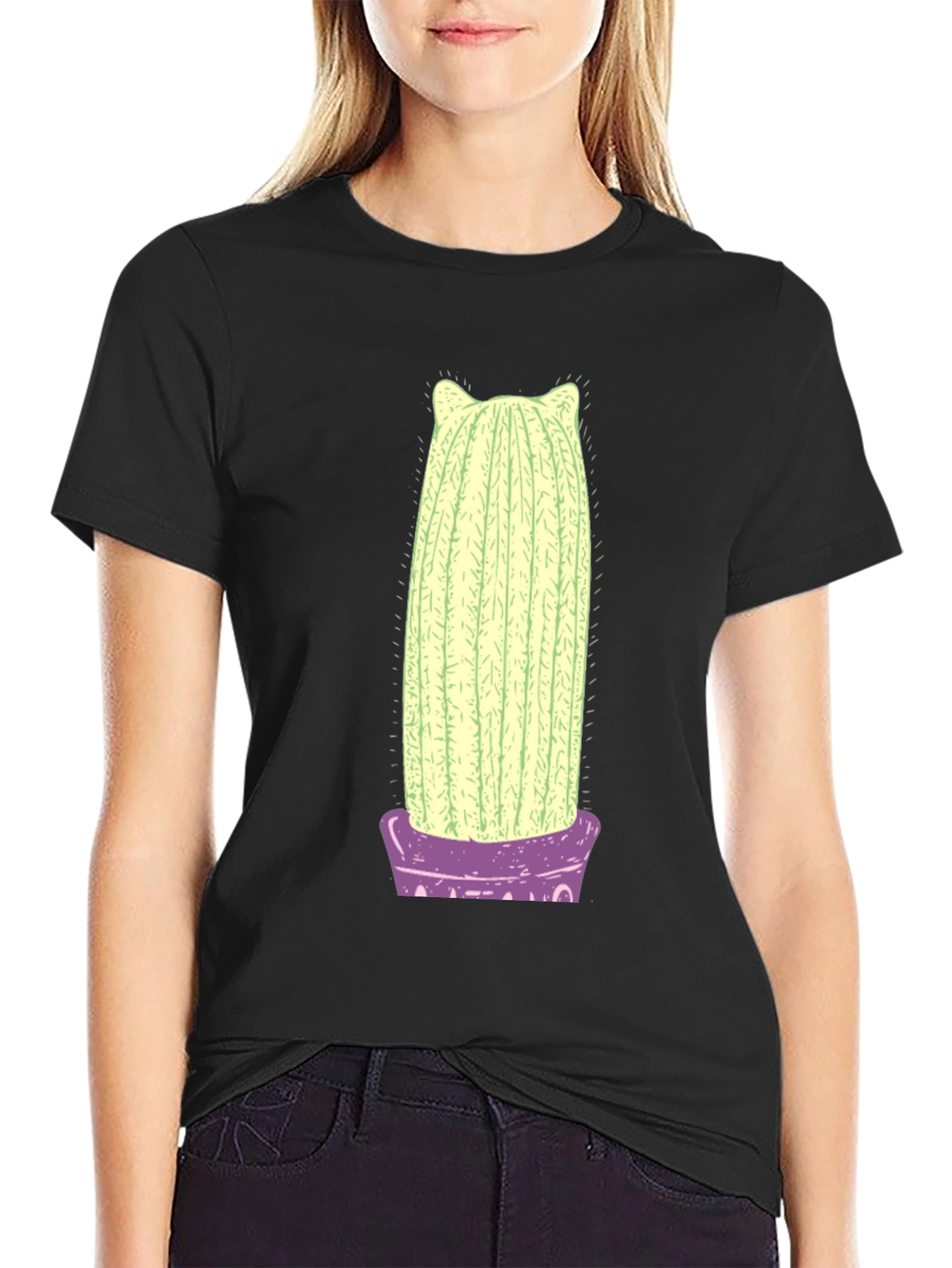 Cactus Cat Graphic Tee - Soft Cotton T-Shirt