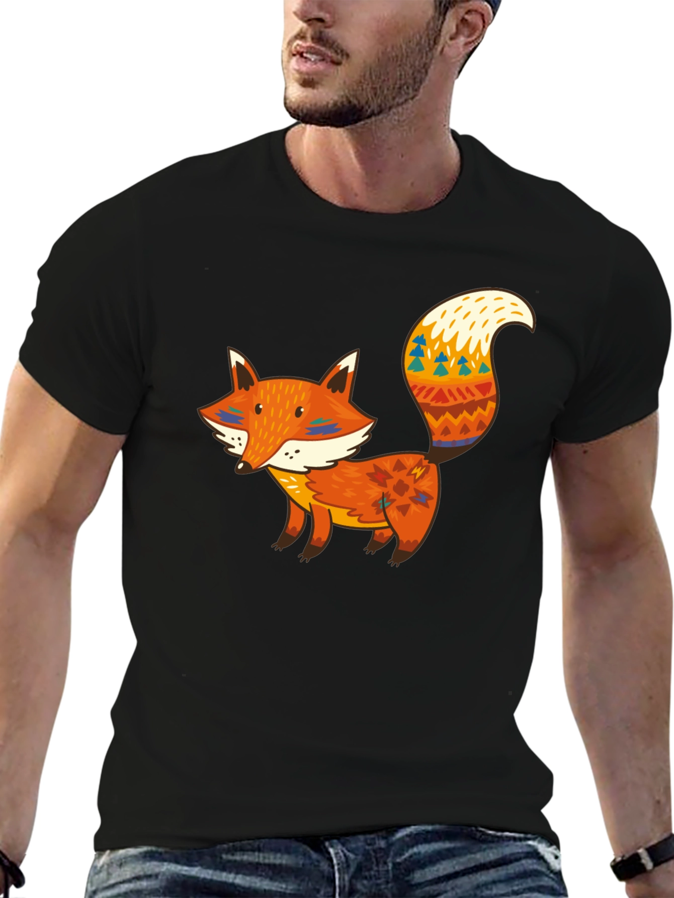 Fox Graphic Black T-Shirt - Unique Animal Tee