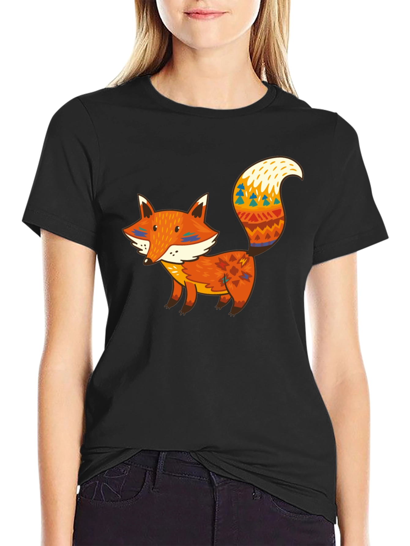 Fox Graphic Black T-Shirt - Unique Animal Tee