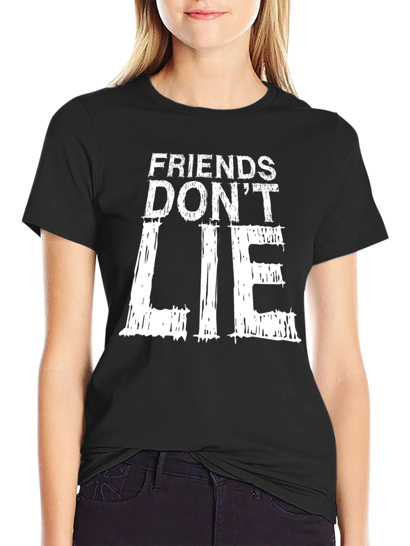 Friends Dont Lie Black Graphic T-Shirt