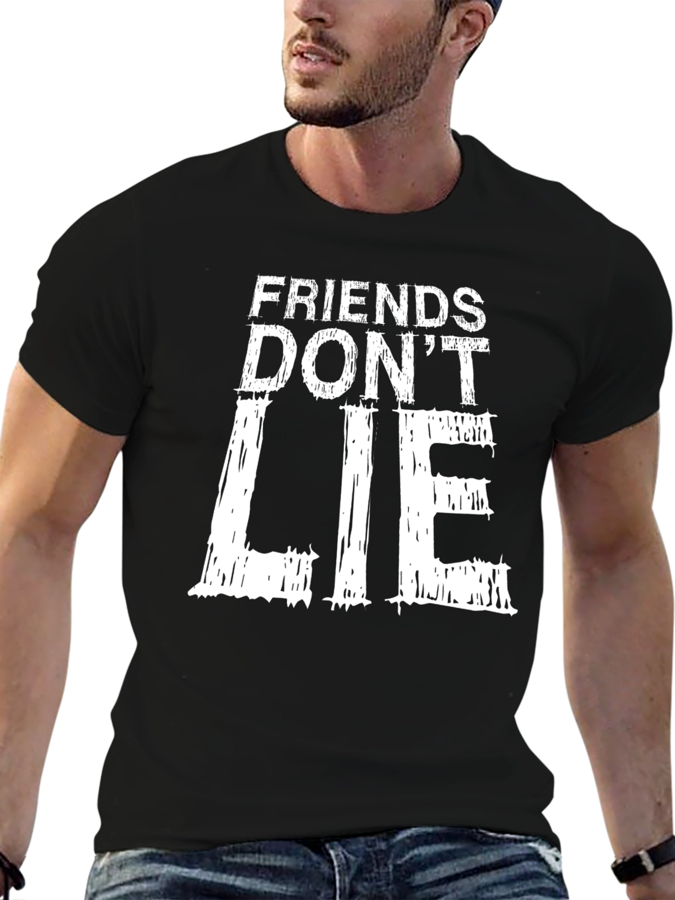Friends Dont Lie Black Graphic T-Shirt