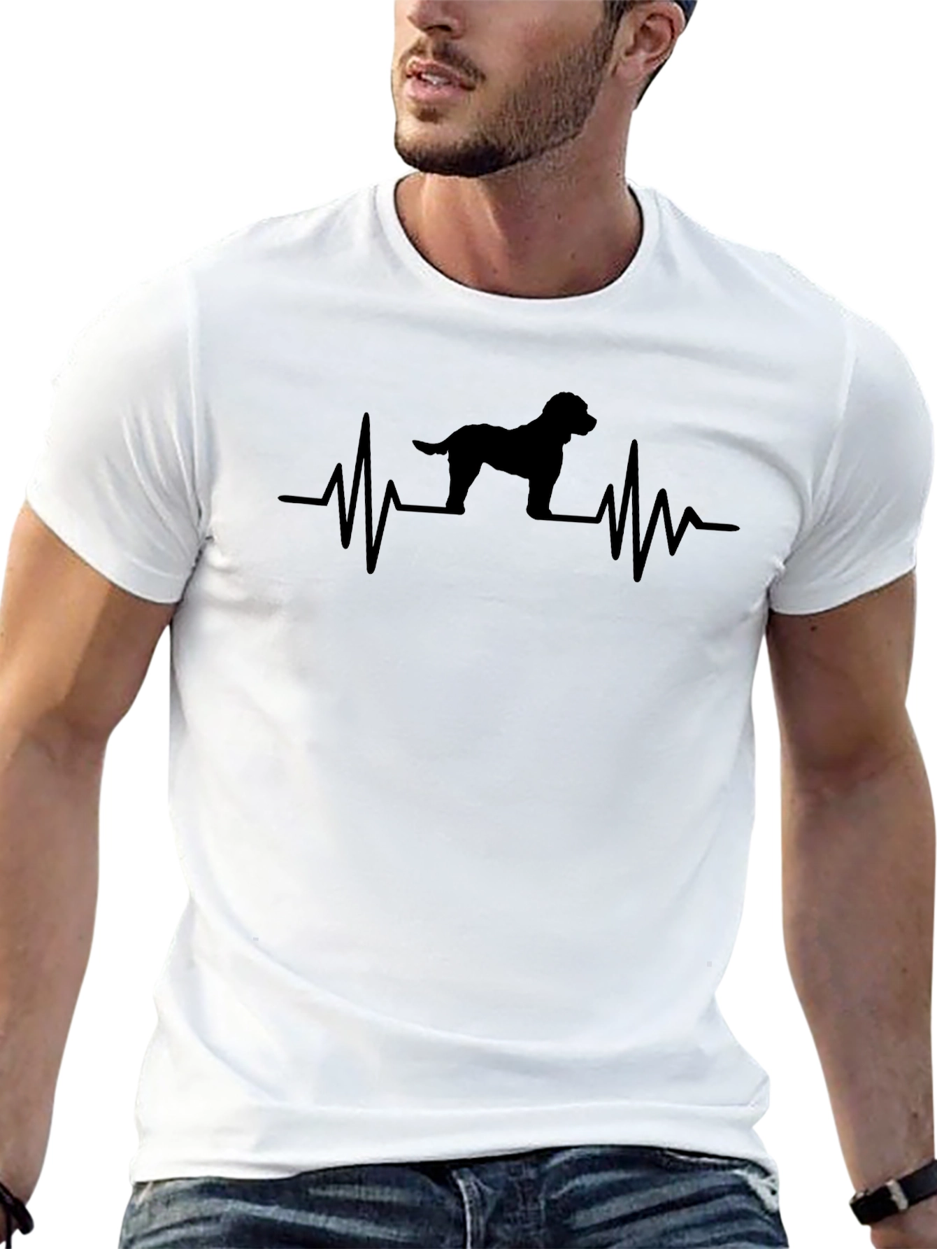 Dog Heartbeat T-Shirt - Mens Black Graphic Tee