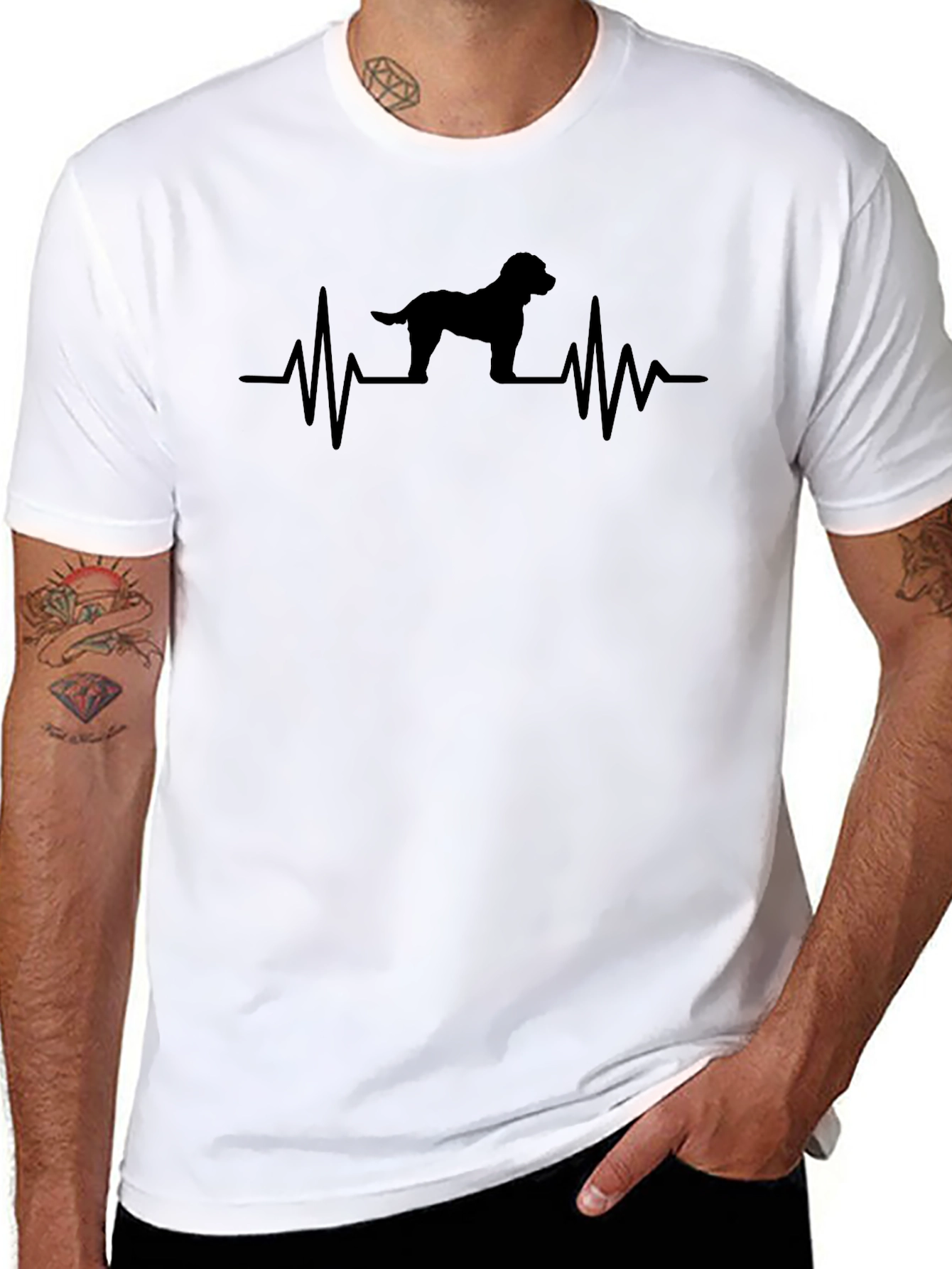 Dog Heartbeat T-Shirt - Mens Black Graphic Tee