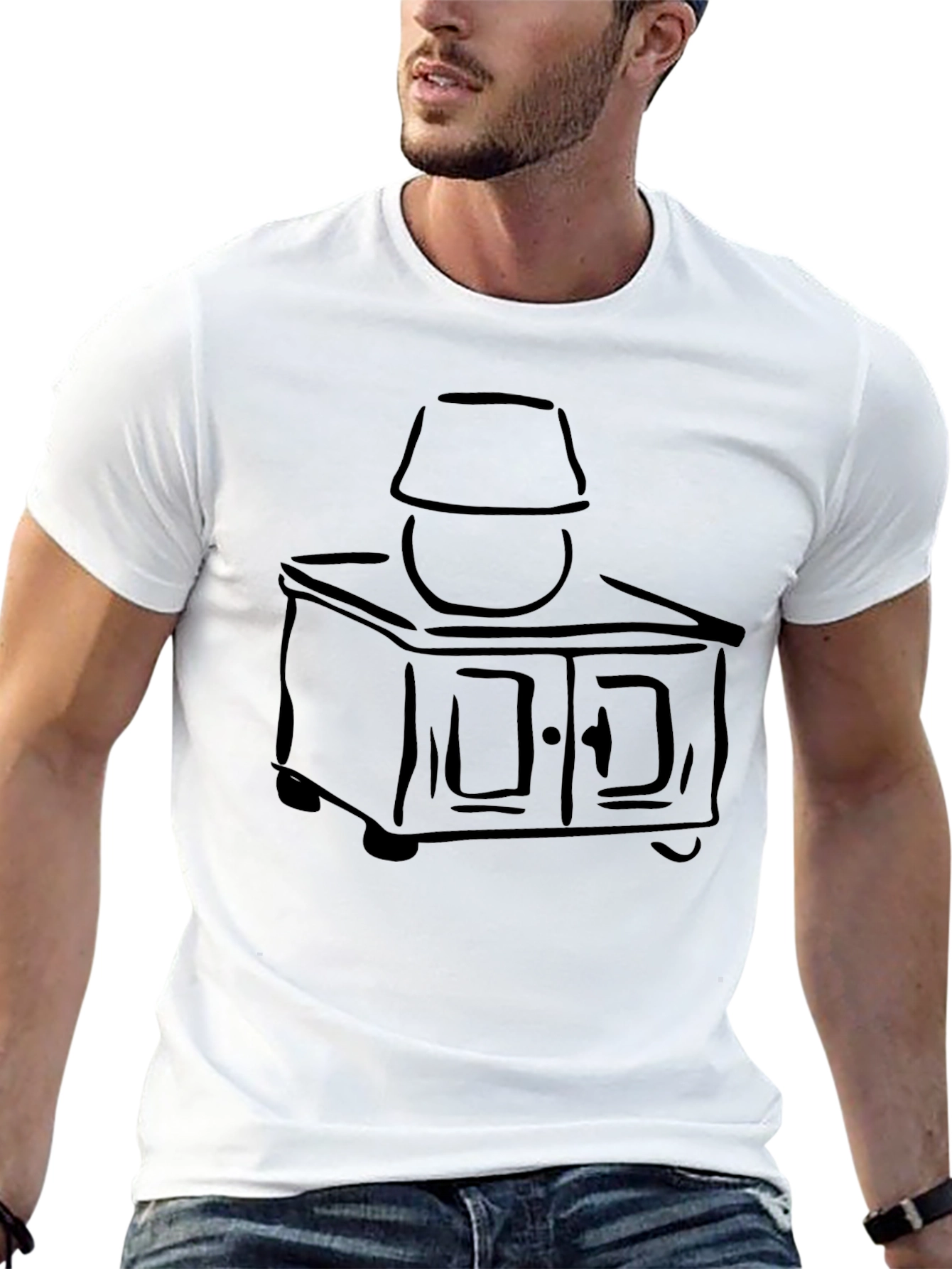 Nightstand Lamp Graphic Tee - Black Cotton Blend
