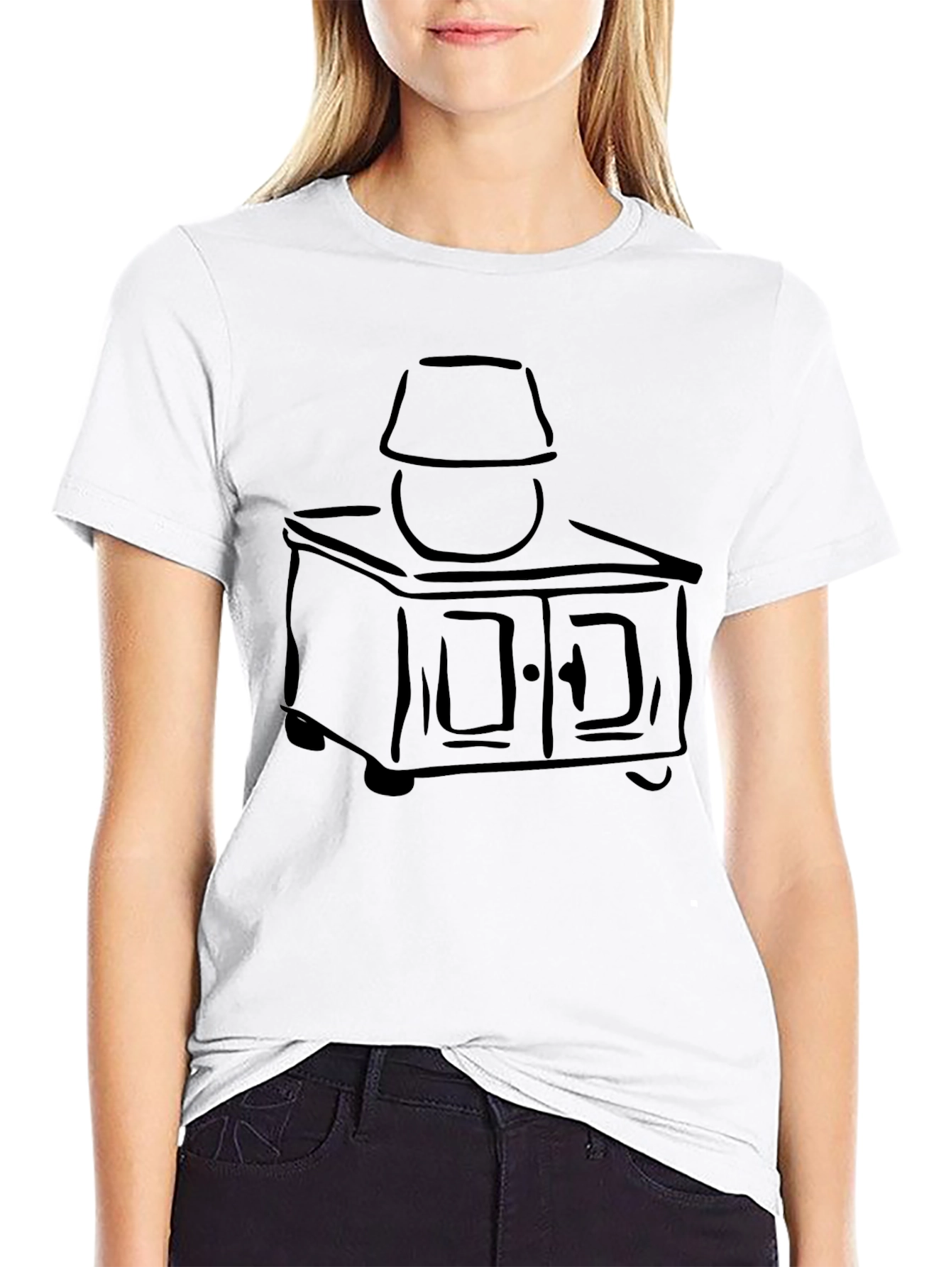 Nightstand Lamp Graphic Tee - Black Cotton Blend