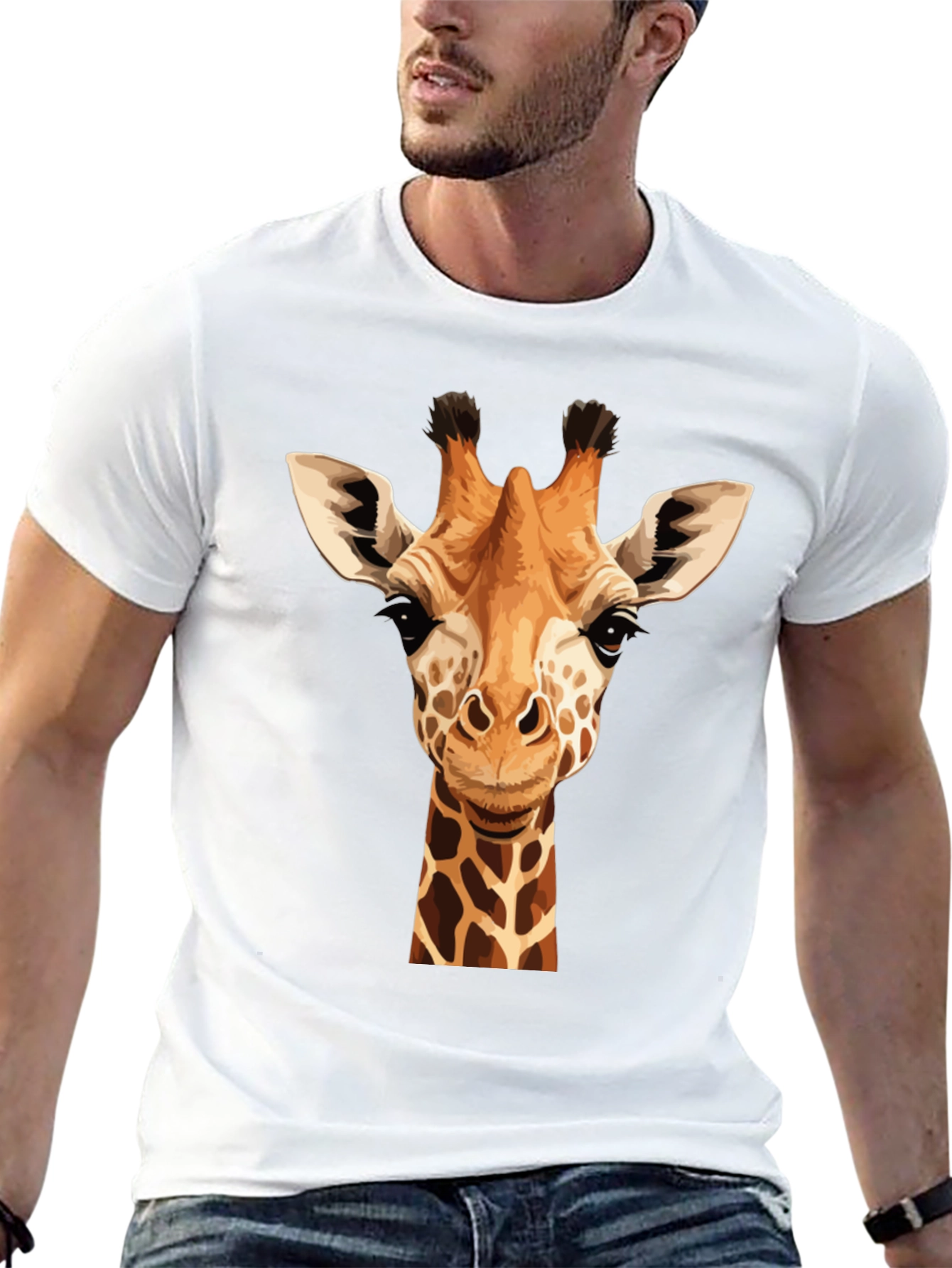 Giraffe Graphic Tee - Black Cotton T-Shirt