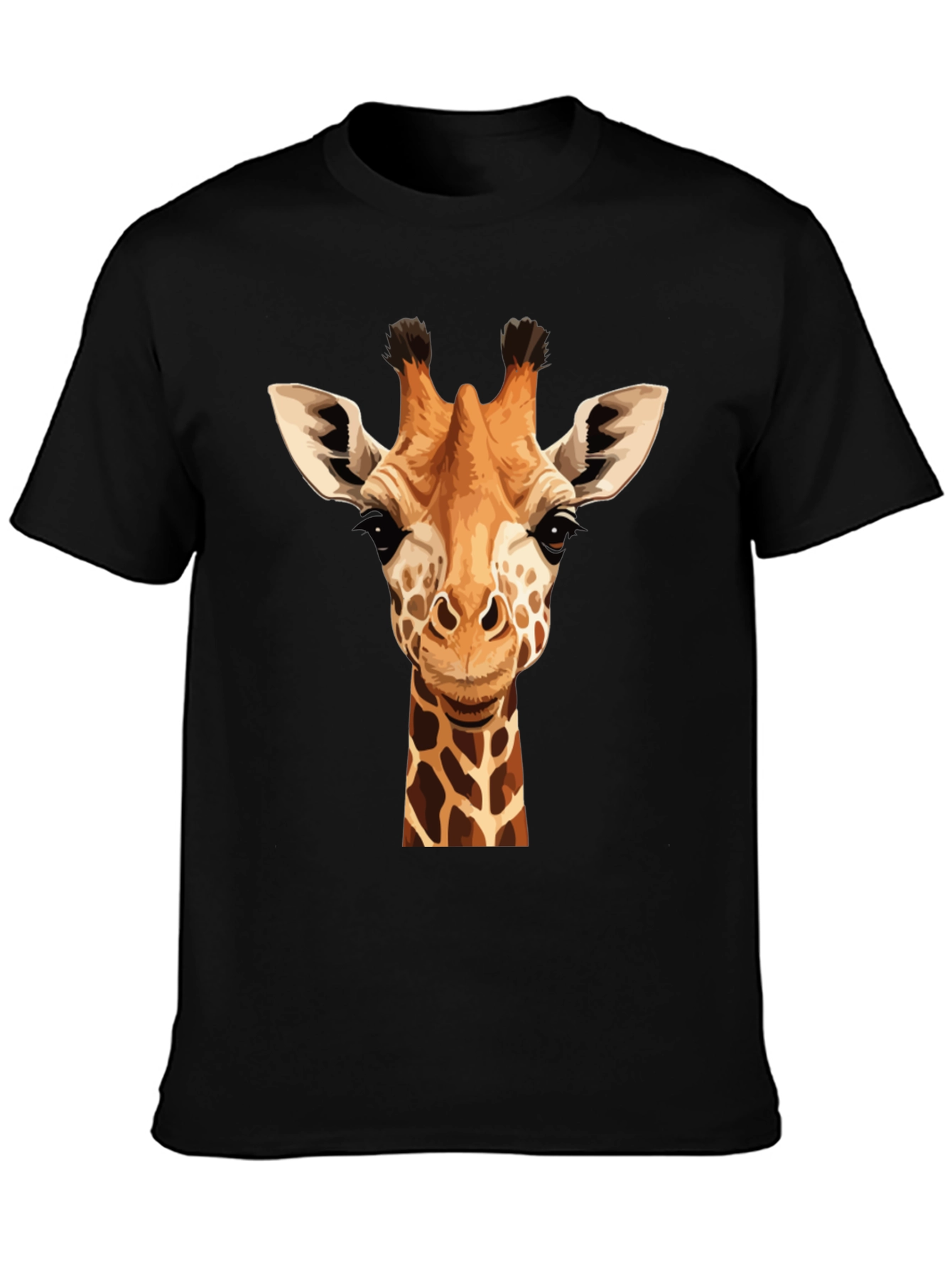 Giraffe Graphic Tee - Black Cotton T-Shirt