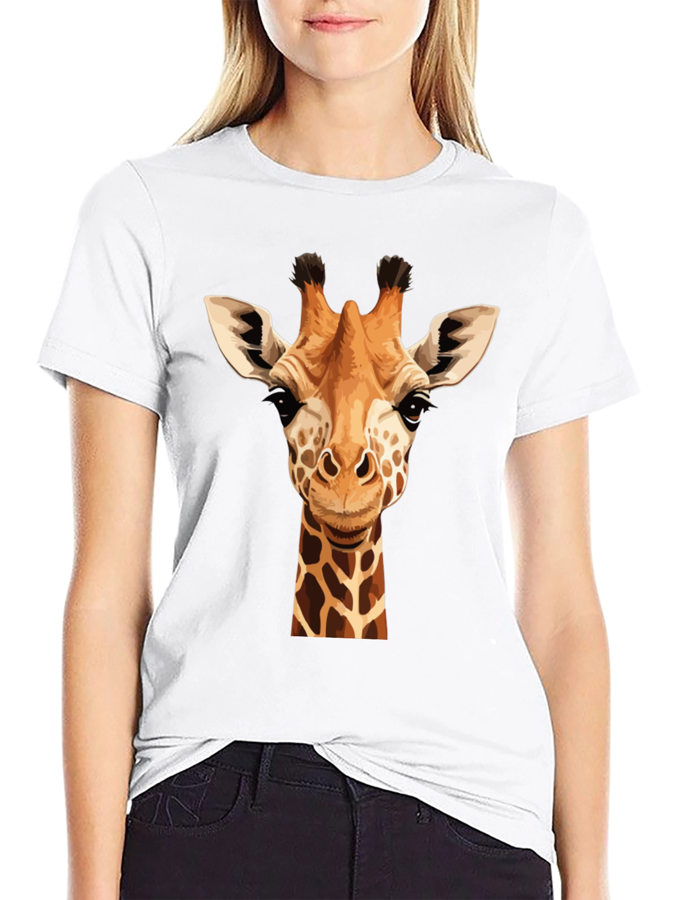 Giraffe Graphic Tee - Black Cotton T-Shirt