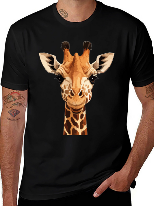 Giraffe Graphic Tee - Black Cotton T-Shirt