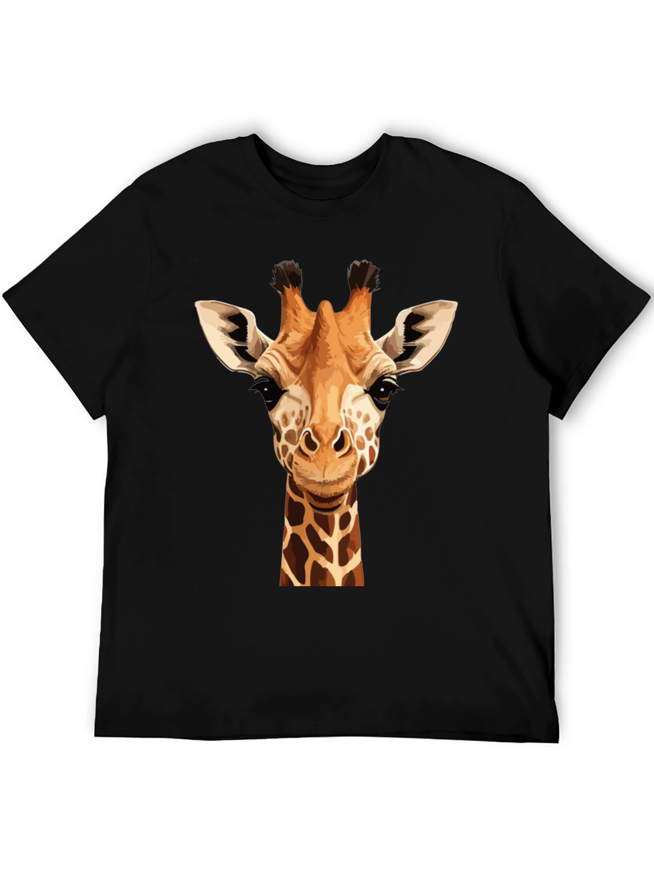 Giraffe Graphic Tee - Black Cotton T-Shirt